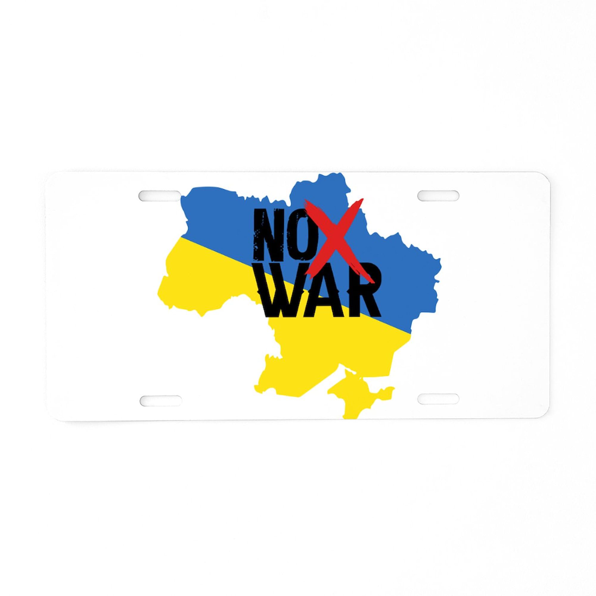 Ukraine No War Aluminum License Plate - Front Vanity Tag for Cars & Trucks - Show Support for Peace & Solidarity