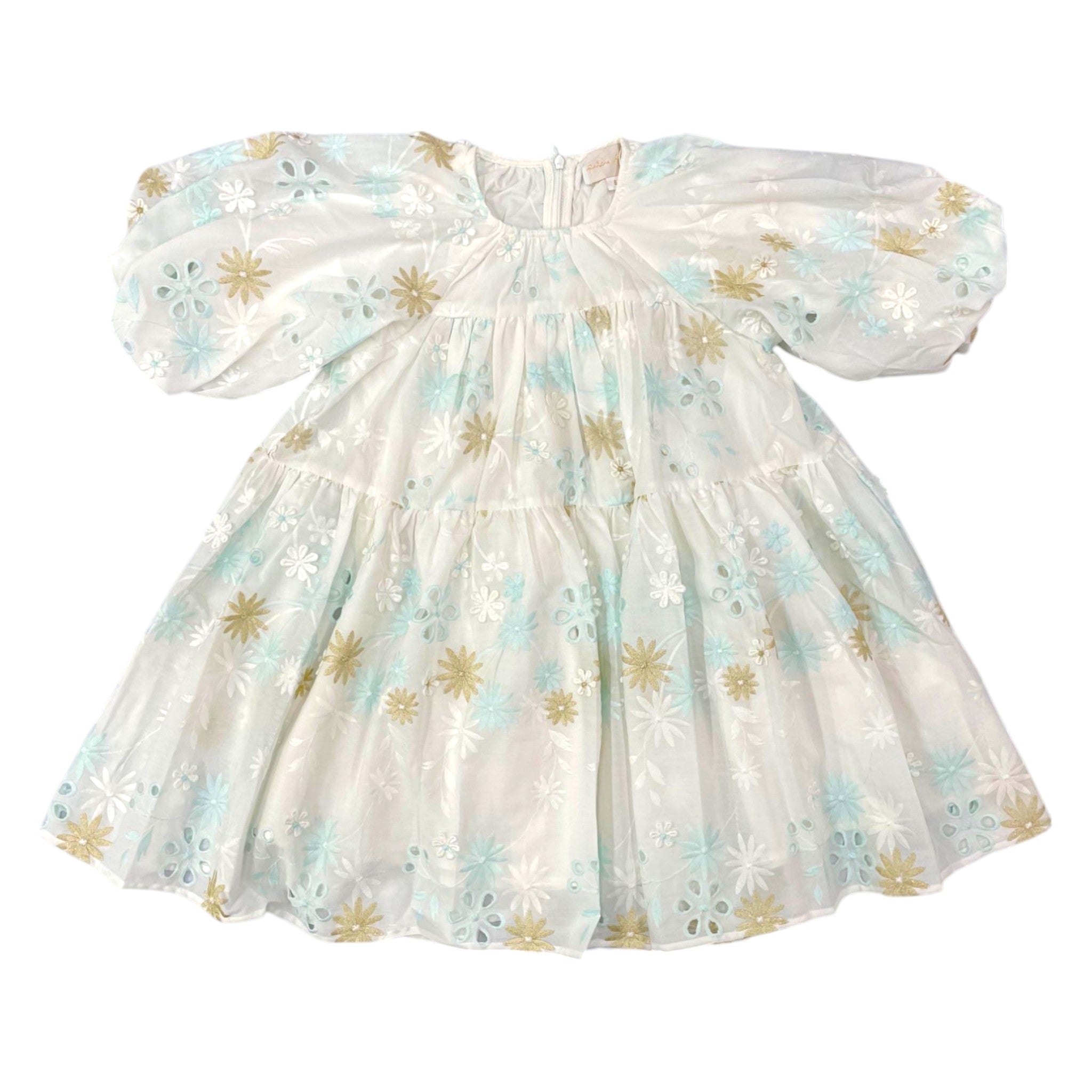 Petite Amalie Elbow Sleeve Seafoam Applique Babydoll Dress | Floral Lace Summer Party Dress for Women | Perfect for Weddings, Garden Parties & Date Nights