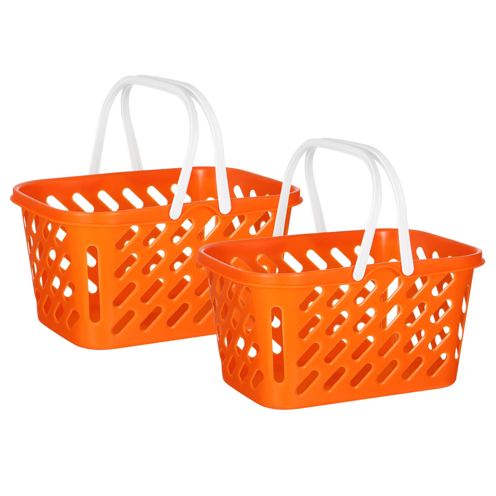 2-Pack Mini Shopping Baskets with Handles - Portable Grocery Baskets for Kids, Toddler Toy Storage & Party Favors - Perfect for Playroom Organization, Supermarket Pretend Play & Birthday Goodie Bags