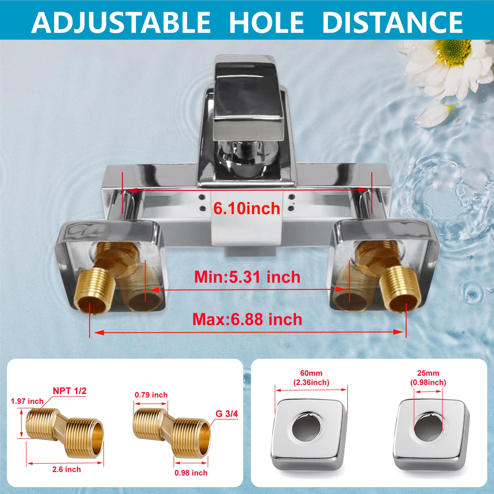 Midanya Wall Mount Bathtub Faucet with Handheld Shower - Waterfall Tub Filler Single Handle Bathroom Mixer Tap - Polish Chrome Finish - Perfect for Spa, Hotel & Luxury Home Bathrooms
