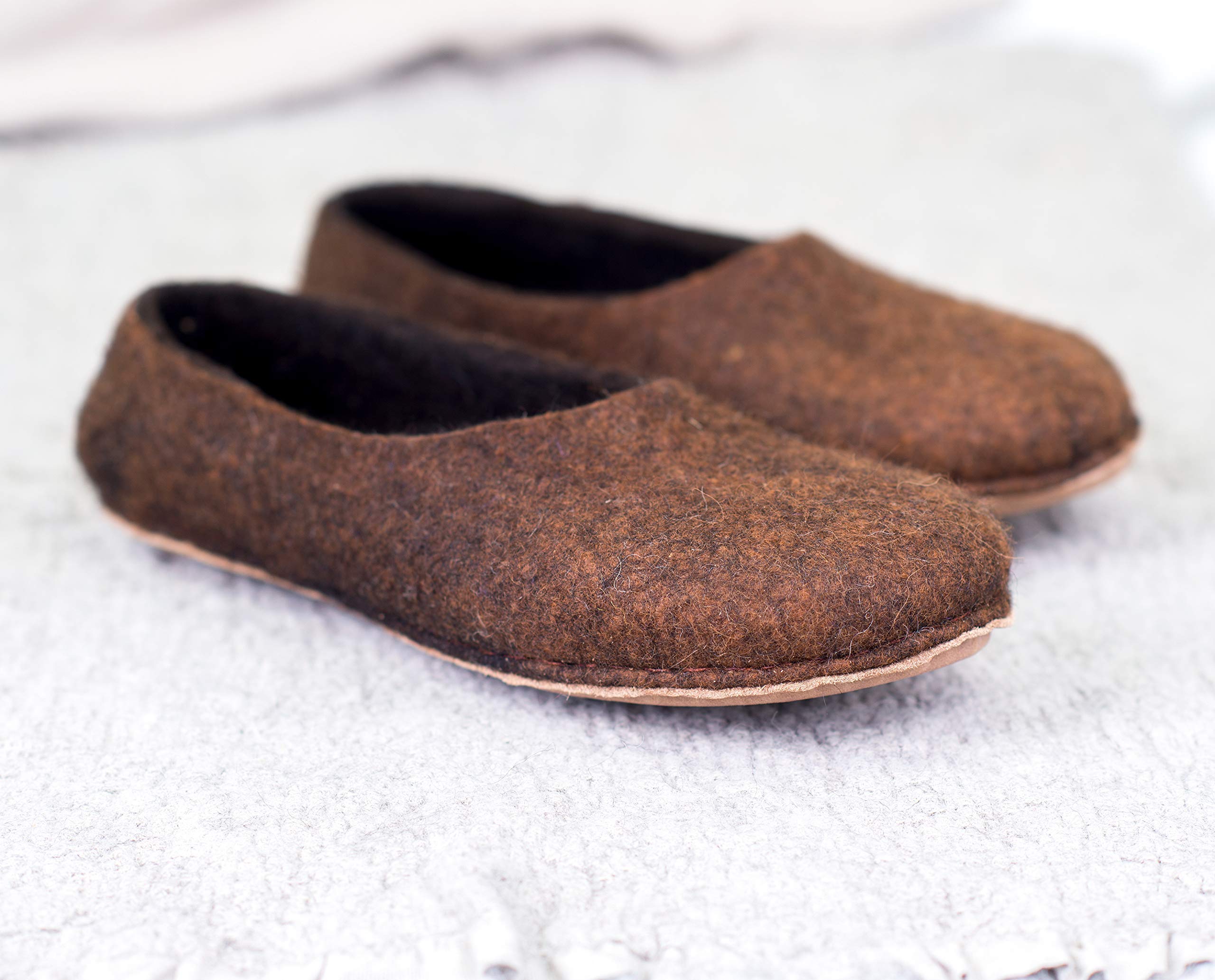Classic Men's Slippers - Handmade Wool Felted Shoes, Natural Undyed Wool, Comfortable House Shoes for Dad | Perfect Father's Day Gift for Indoor Relaxation & Cozy Home Wear
