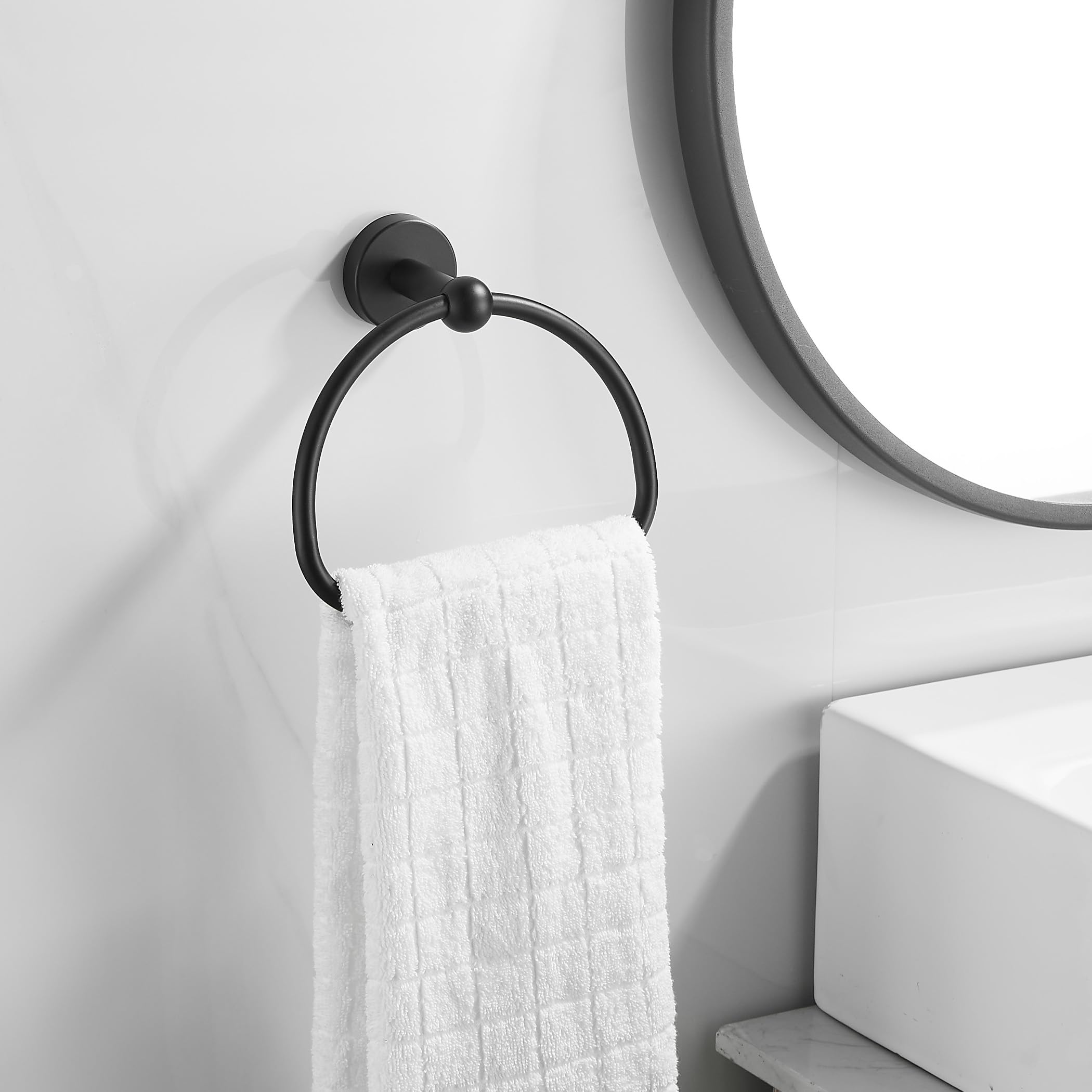 Leyden Matte Black Toilet Paper Holder & Hand Towel Holder Set - 2-Piece SUS304 Stainless Steel Bathroom Hardware - Wall Mounted Toilet Paper Roll Holder & Towel Rack for Modern Bathrooms - Perfect for Powder Rooms, Guest Baths & Master Suites
