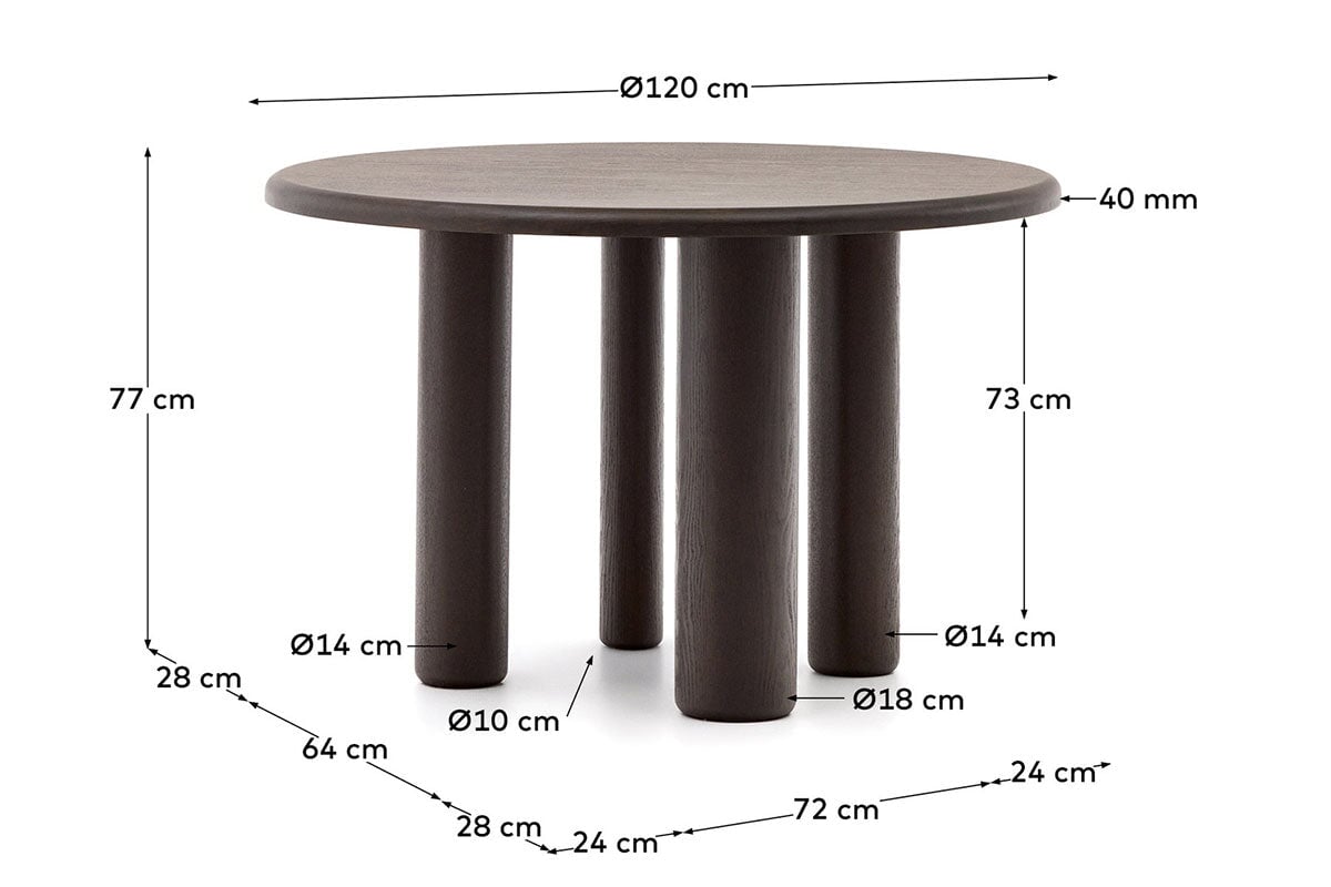 Como Maylen Cafe or Breakout Round Table - 47.2 Inch (1200mm) Modern Dining Table for Kitchen, Restaurant & Office Meetings - Perfect for Small Spaces & Collaborative Work Areas