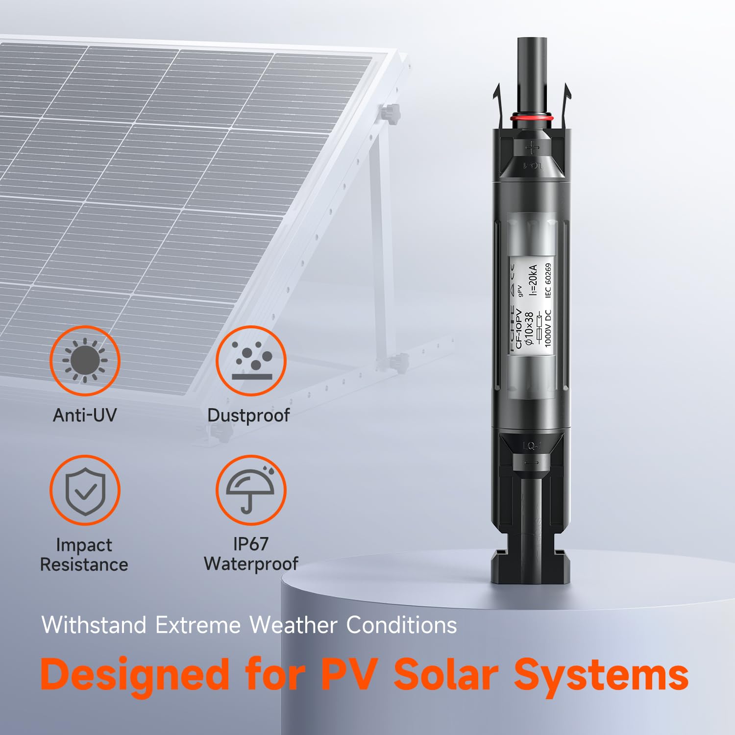 RICH SOLAR 15A Waterproof In-Line Fuse Holder with Fuse for Solar Panel & Photovoltaic Systems - 15 Amp DC Circuit Protection - Perfect for RV, Marine, Off-Grid Solar Installations