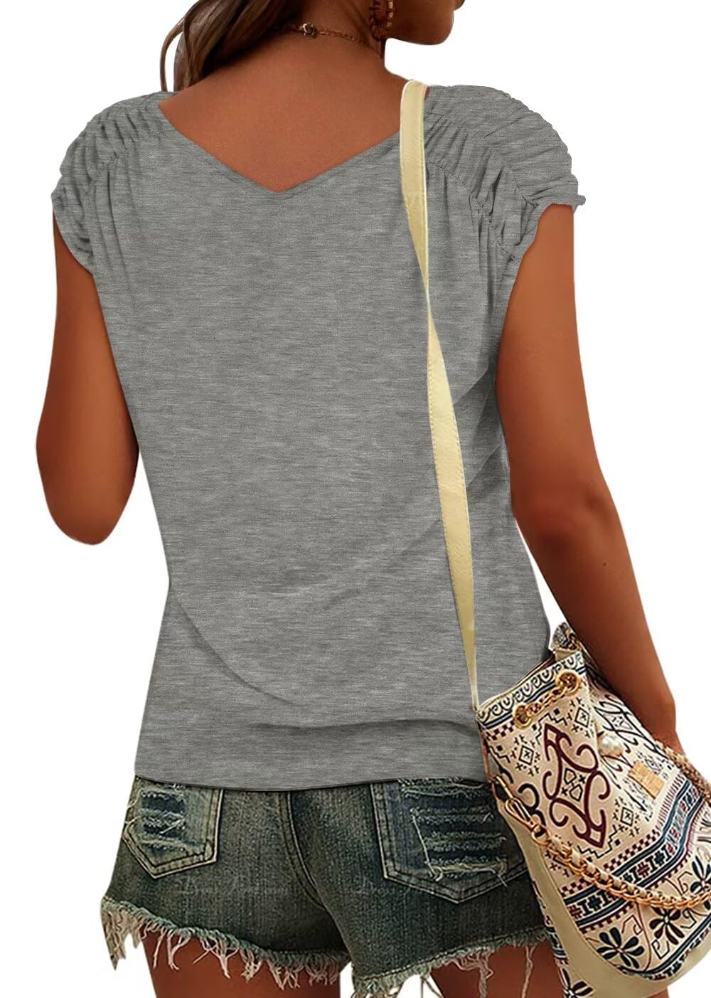 Bliwov Women's Cute Summer Short Sleeve T-Shirt - Casual V-Neck Loose Fit Flowy Top for Women | Trendy 2024 Fashion | Perfect for Beach Outings, Weekend Brunch & Summer Vacations