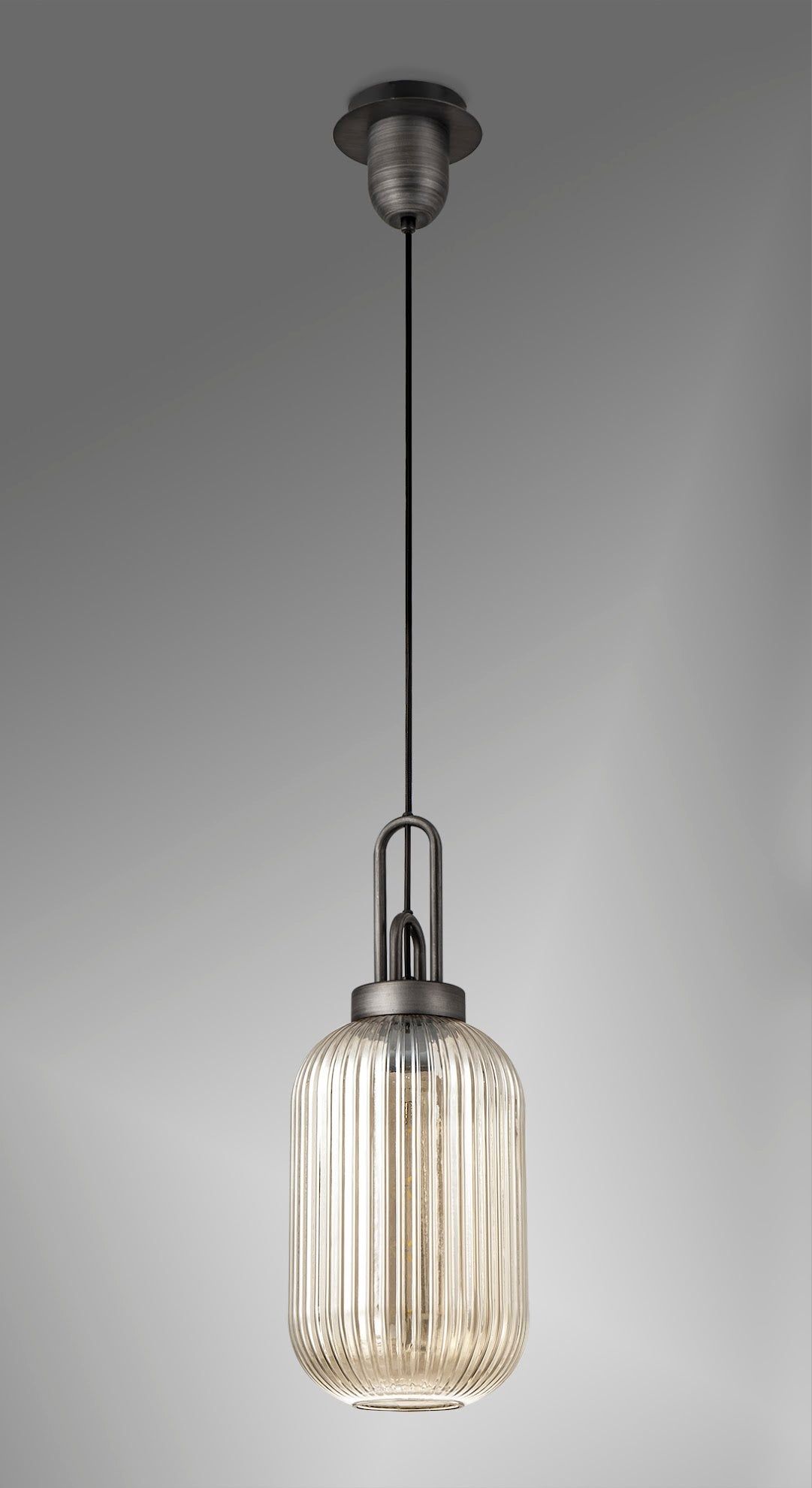 Stylish Cadiz 1-Light Pendant Light with 20cm Tubular Ribbed Glass Shade - E27 Socket, IP20 Rated, Multiple Color Options - Perfect for Kitchen Island, Dining Room, or Entryway Lighting