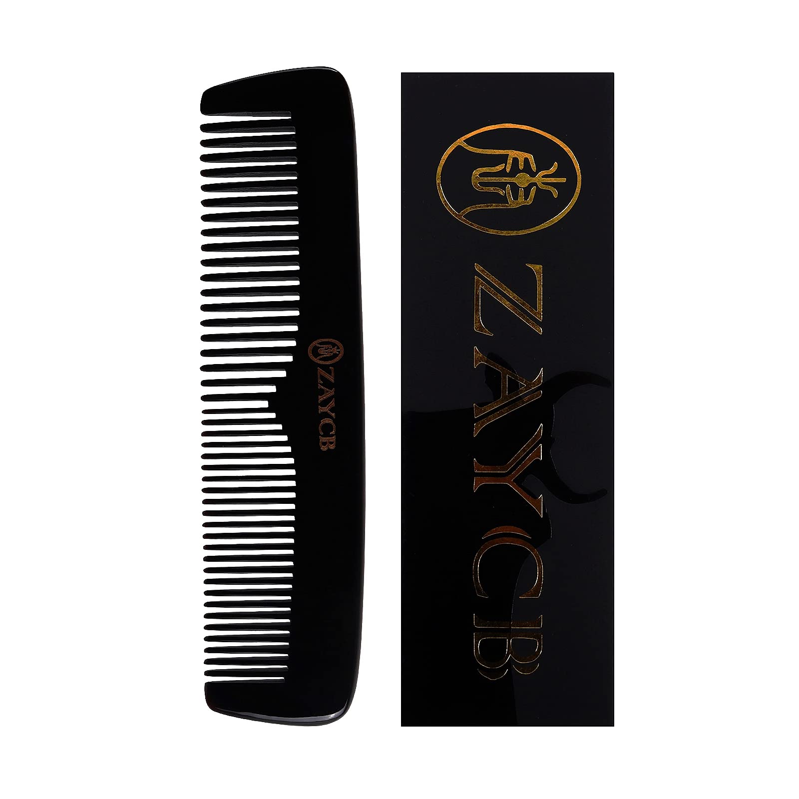 Buffalo Horn Comb for Men & Women - Anti Static Detangling Styling Comb for All Hair Types, Classic Fine Tooth Design - Perfect for Daily Hair Care, Travel & Salon Use