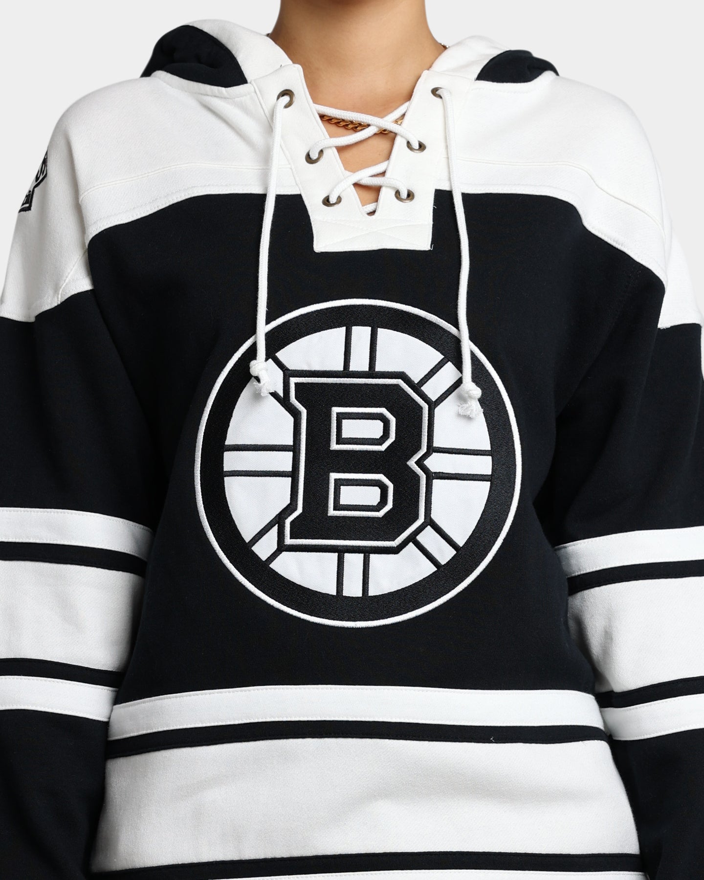 47 Brand Boston Bruins Superior Lacer Hoodie - Men's NHL Hockey Pullover Sweatshirt - Jet Black - Warm Fleece Lined for Winter Games & Casual Wear