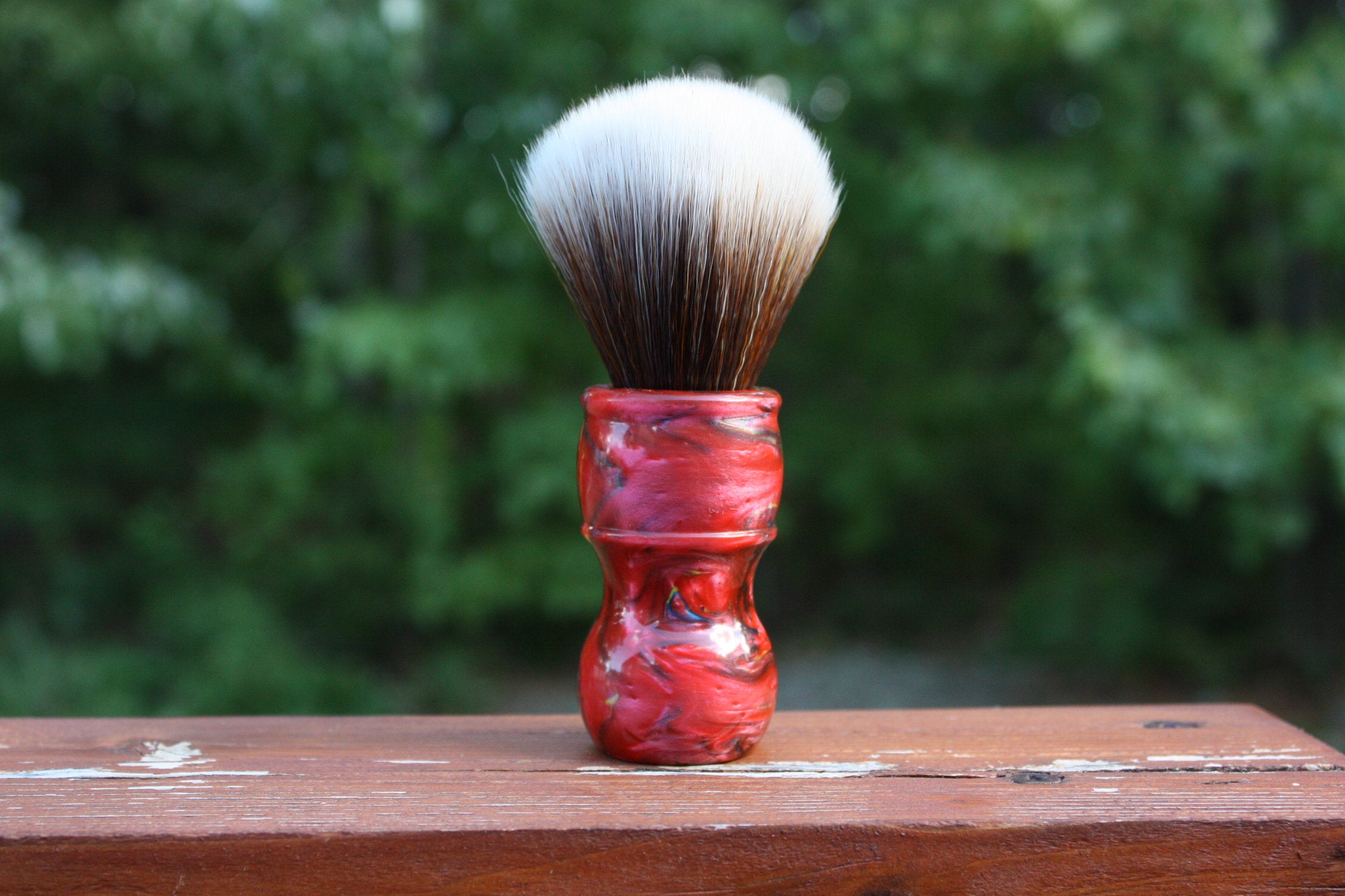 22MM Synthetic Badger Shaving Brush with Ruby Ripple Handle - Premium Wet Shaving Tool for Men's Grooming & Luxury Shave Experience