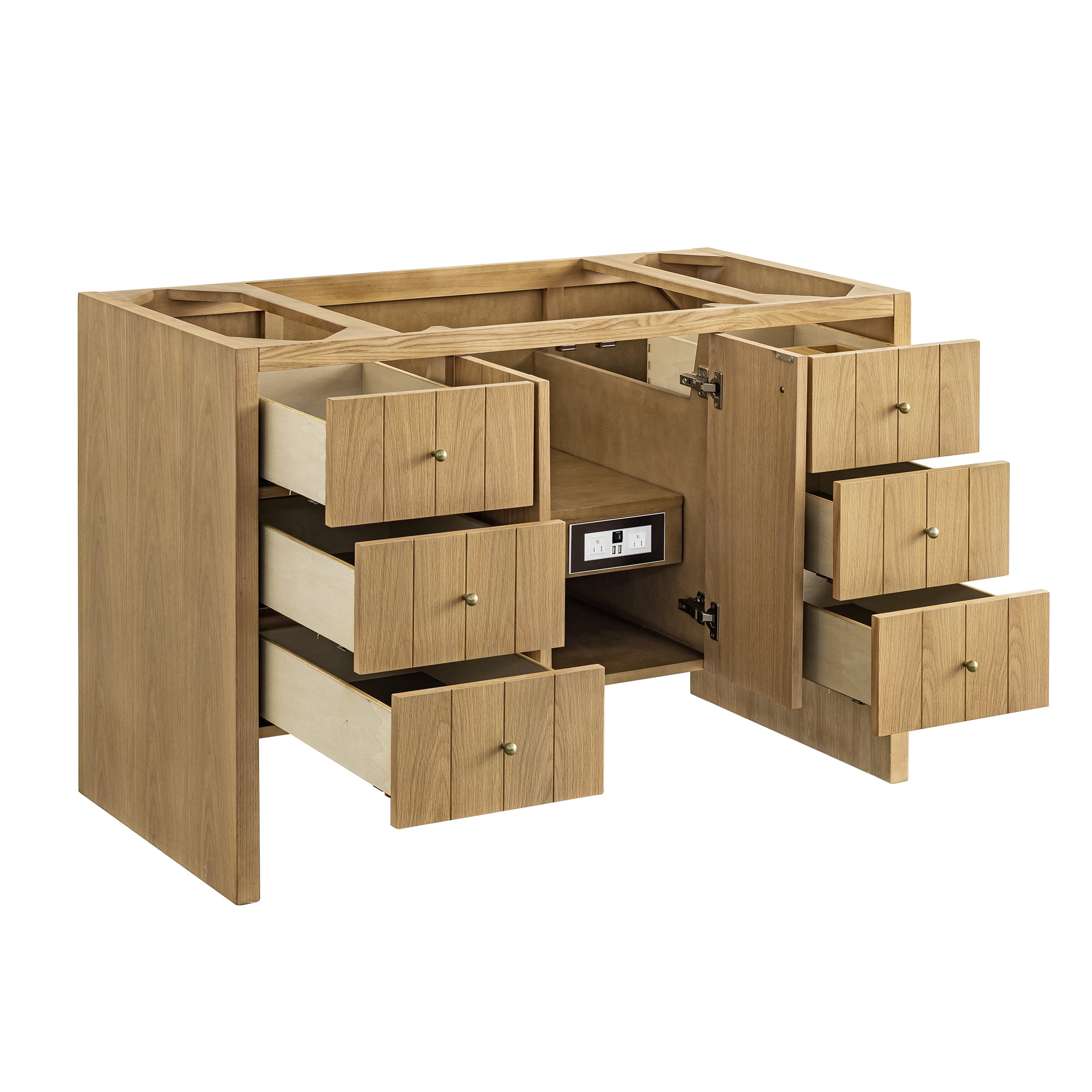 Hudson 48 Inch Single Bathroom Vanity in Light Natural Oak - Modern Farmhouse Style for Small Bathrooms & Powder Rooms