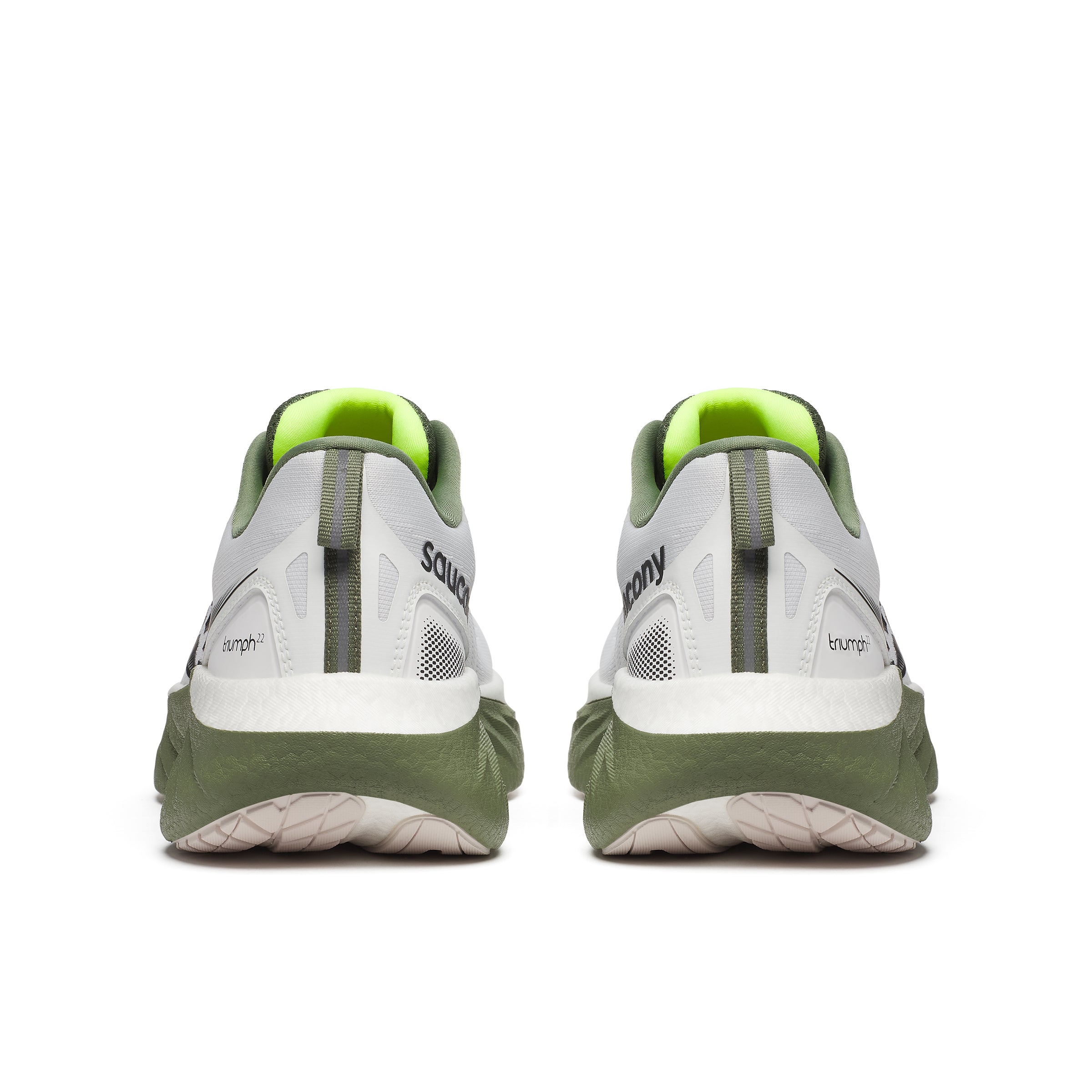 Men's Triumph 22 Running Shoes - White/Olivine Color - Lightweight Cushioned Sneakers for Jogging, Gym Workouts & Daily Walking