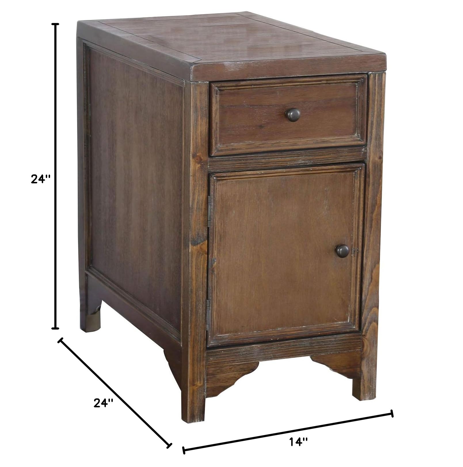 Benjara Transitional Side Table with 1 Drawer & Cabinet Door - Brown Wood Nightstand for Bedroom, Living Room & Office