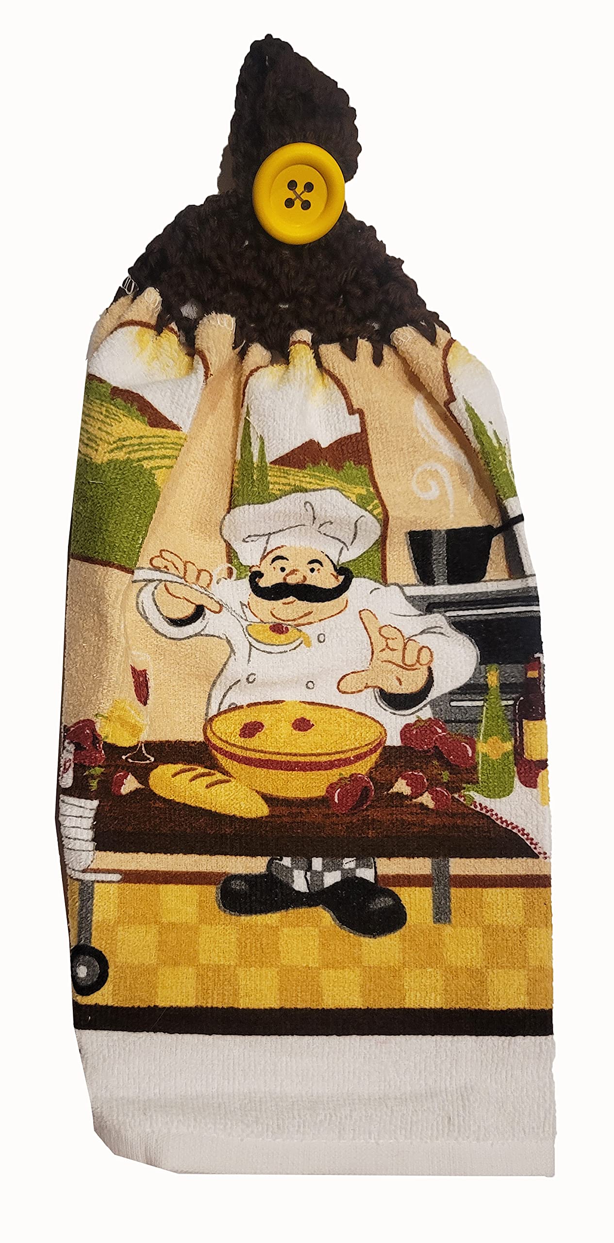 Handmade Brown Crochet Top Spaghetti Chef Kitchen Towel - Absorbent & Durable for Cooking, Baking & Dish Drying
