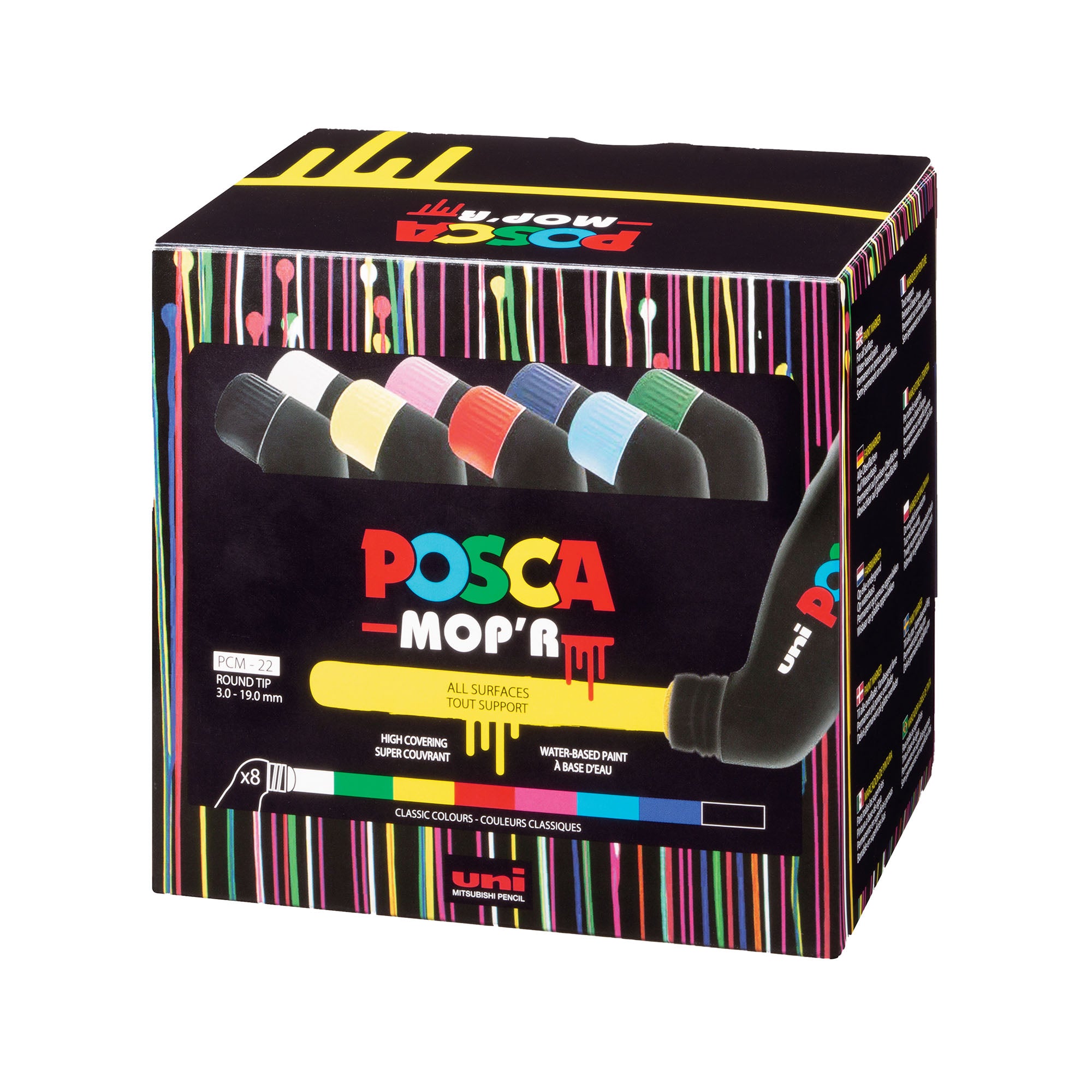 8 Pack MOP'R Water-Based Paint Markers - Assorted Colors for DIY Crafts, Art Projects, Signage & Home Decor