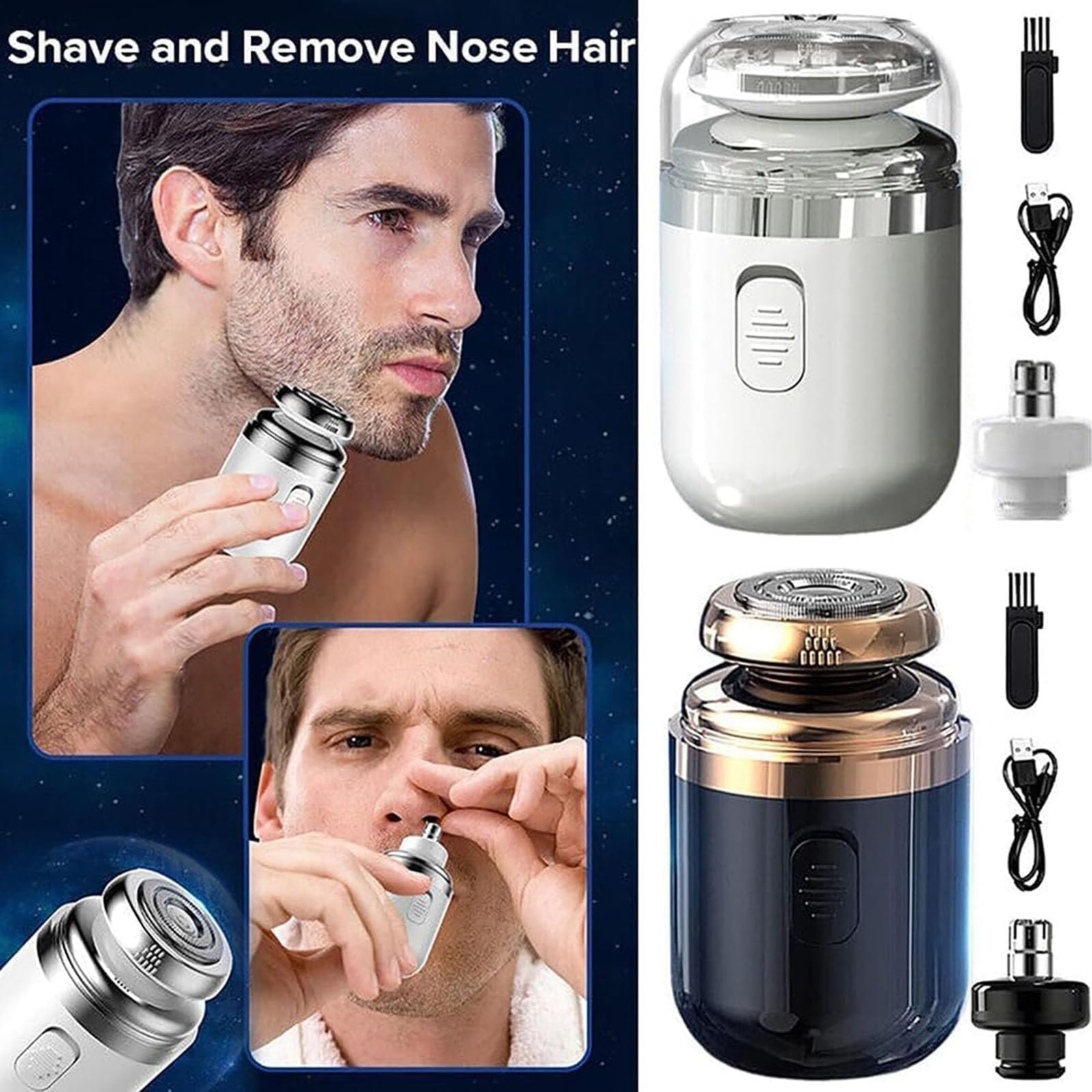 Professional 2-in-1 Mini Electric Shaver & Nose Hair Trimmer for Men - Waterproof USB Rechargeable Travel Razor with LED Display (Black) | Perfect for Travel, Gym, Home & Office Grooming | Great Gift for Father's Day, Birthday & Christmas | Ideal for Business Trips, Camping & Daily Personal Care | Compact Design for On-the-Go Grooming, Quick Touch-Ups & Travel Convenience