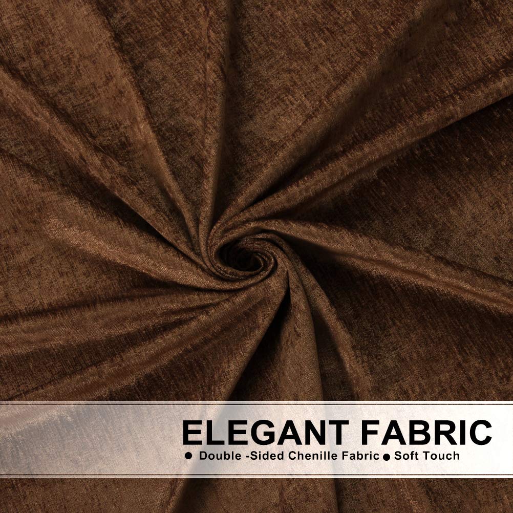ELKCA Thick Chenille Window Curtain Valance - Chocolate Waterfall Design for Living Room & Bedroom - Rod Pocket, 1 Panel (W118) - Perfect for Home Decor, Cozy Atmosphere & Light Control