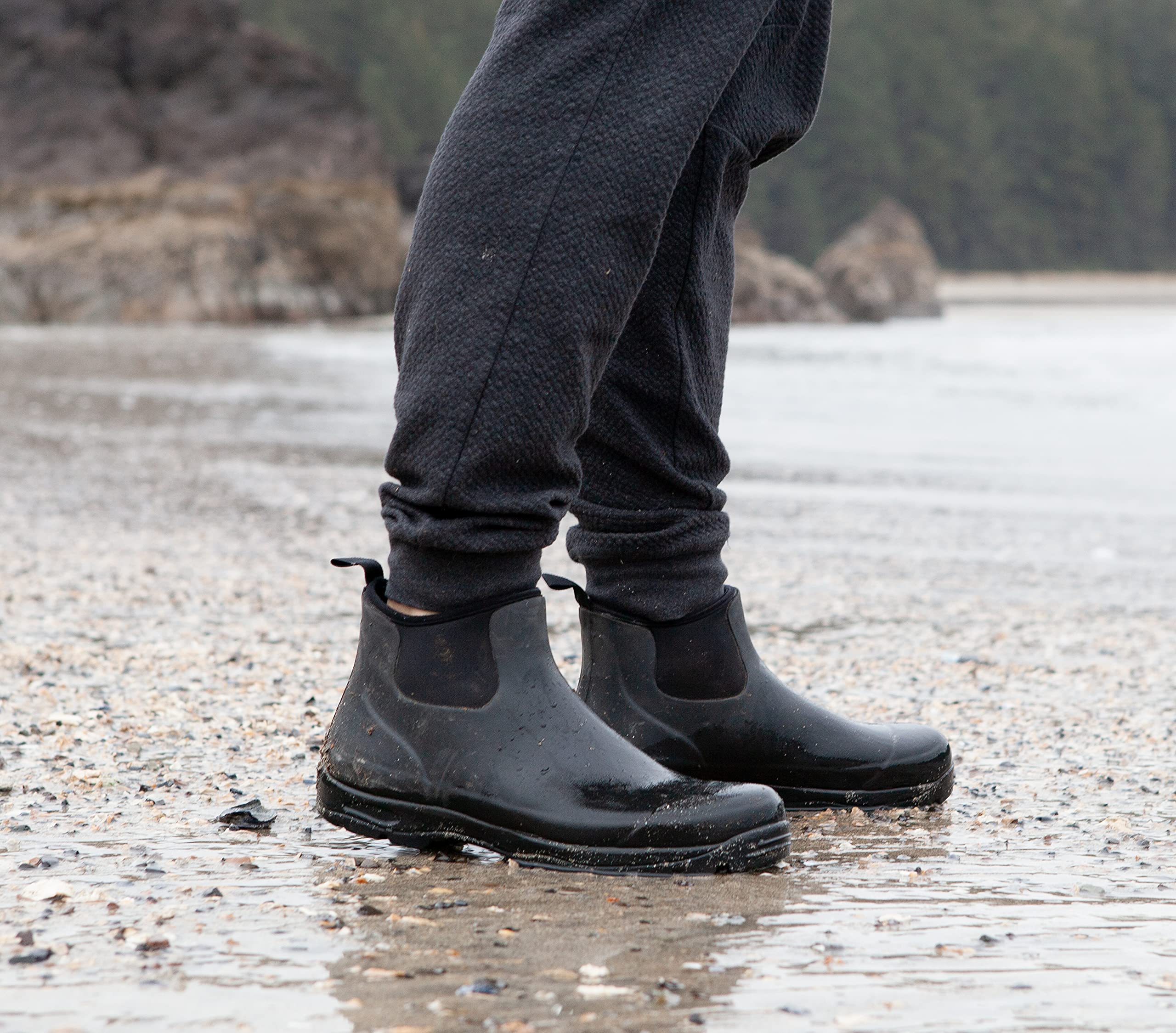 Pemberton Men's Waterproof Slip-On Rain Boots - Comfortable & Durable for Outdoor Work, Hiking & Wet Weather