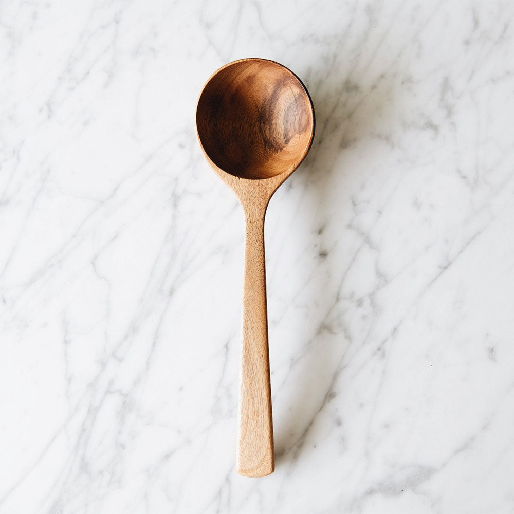 Premium Acacia Wood Soup Ladle - Natural Wooden Kitchen Utensil for Serving, Stirring & Cooking - Ideal for Soups, Stews & Sauces