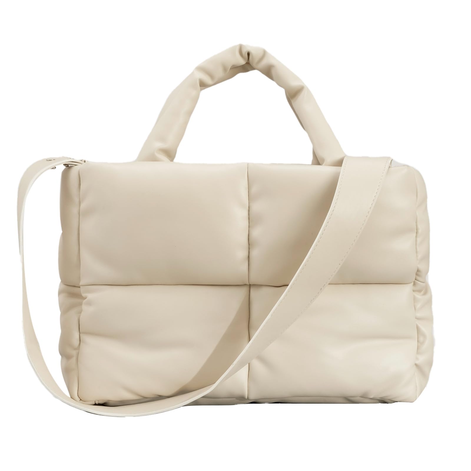 Women's Lightweight Winter Puffer Tote Bag - Quilted Down Cotton Padded Shoulder Handbag Purse | Perfect for Work, Travel & Shopping
