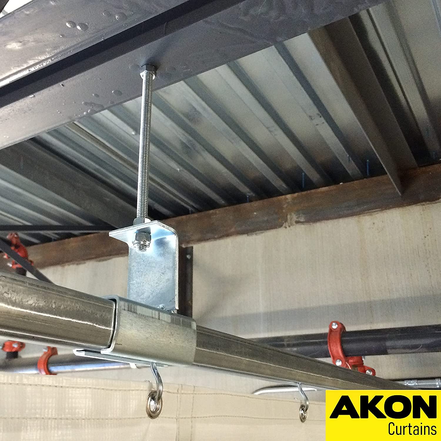 AKON Heavy Duty Steel Curtain Track System for Ceiling Mount - Industrial Grade Trolley Track for Warehouse, Factory & Commercial Spaces | Easy Installation for Soundproof & Partition Curtains