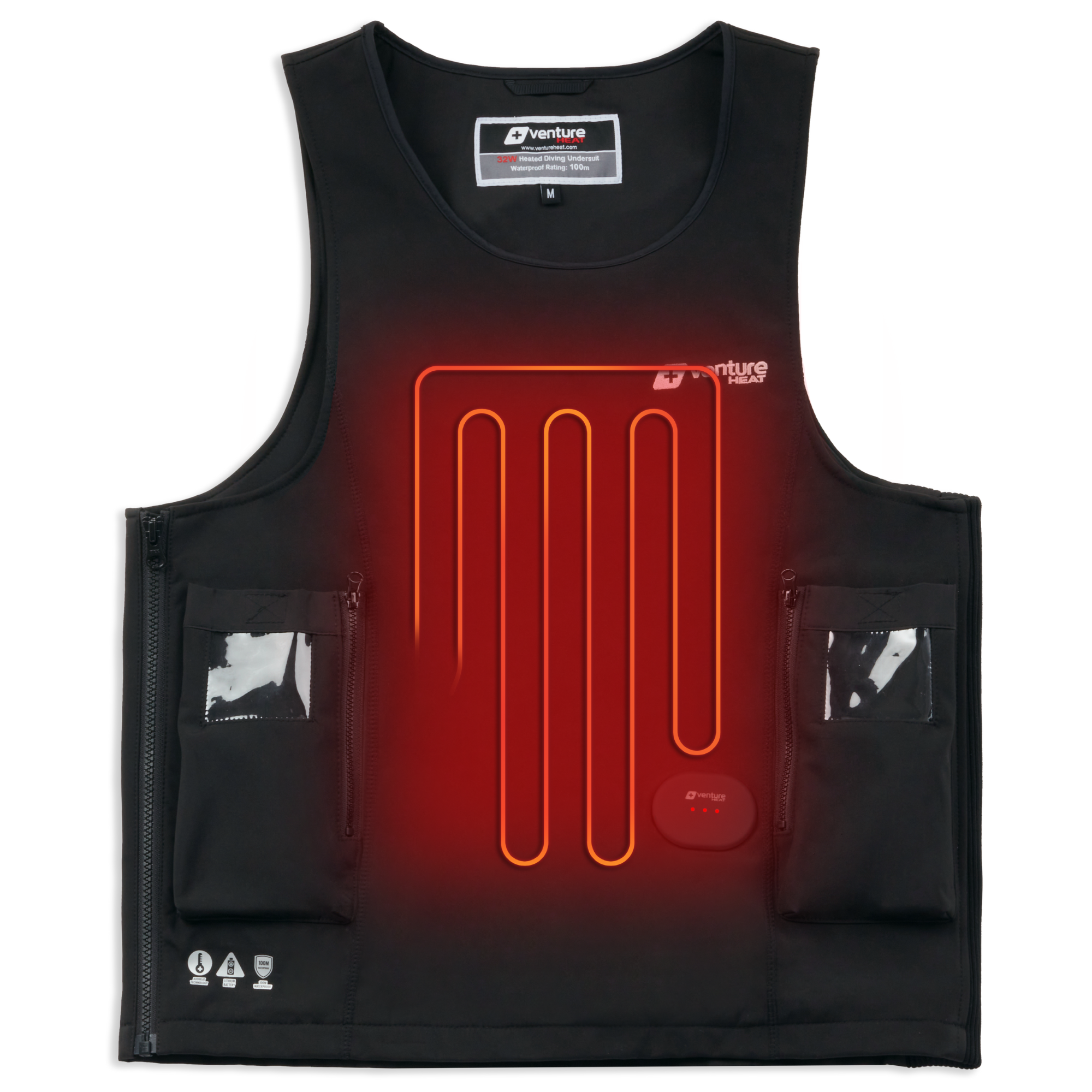 Venture Heat Pro Heated Dive Vest for Scuba Diving - Electric Thermal Underwater Wetsuit Jacket - Cold Water Diving Gear for Spearfishing & Ice Fishing