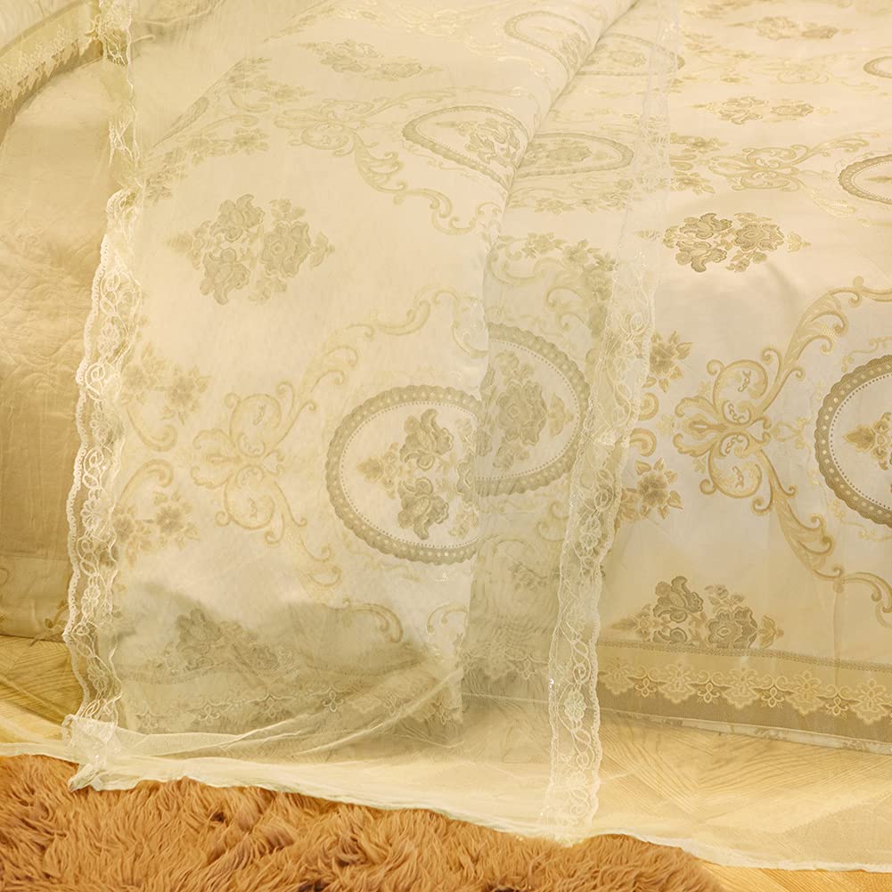 Elegant Lace Bed Canopy Curtains - 3 Side Openings for Home Bedroom Decor (180x200x200cm) | Perfect for Romantic Bedroom, Wedding Decor & Boho Chic Style
