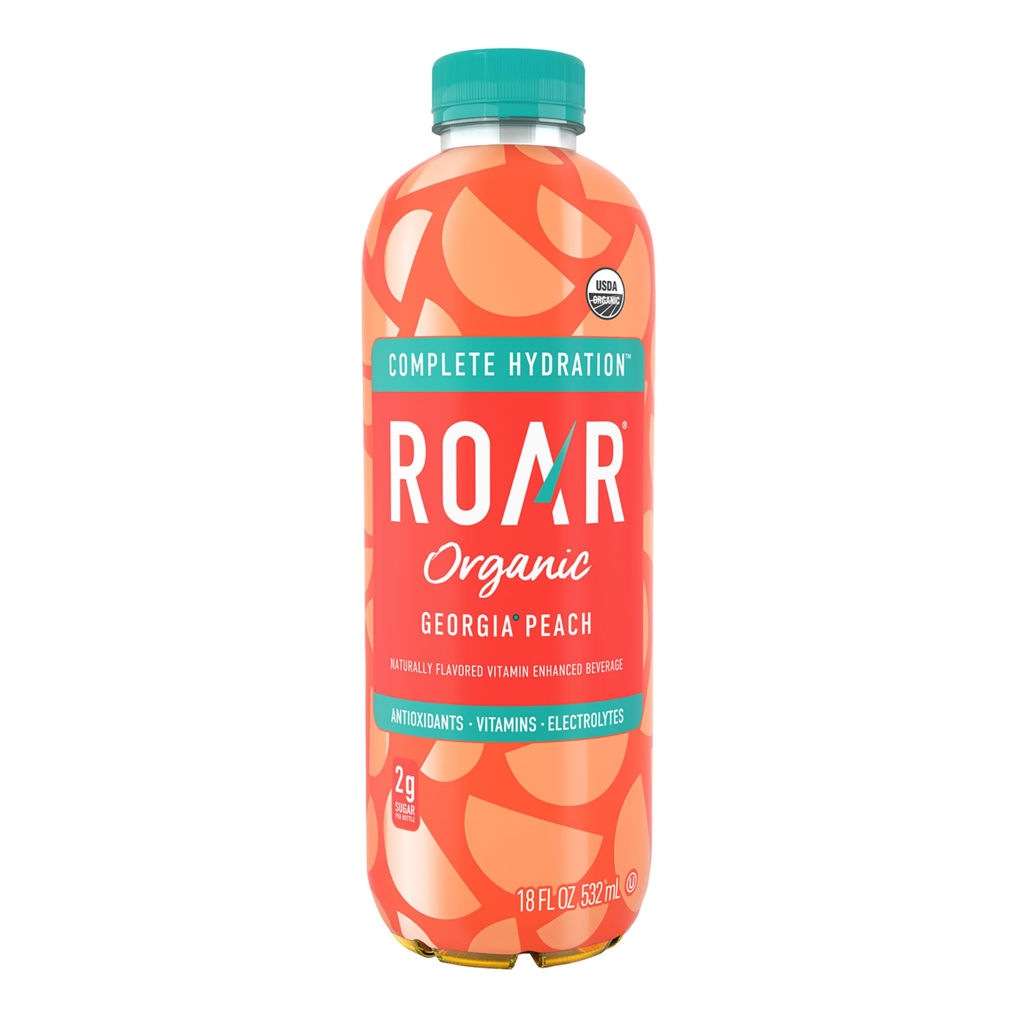 Organic ROAR Complete Hydration Electrolyte Drink with Vitamins C, B5 & B12 - Non-GMO, Gluten-Free, Peach Flavor (12 Pack) - Perfect for Workouts, Sports & Daily Hydration