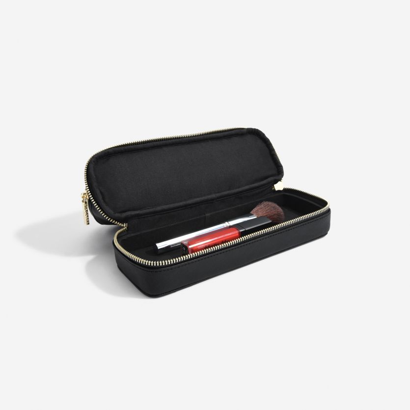 Black Stackable Makeup Organizer Bag - Perfect for Travel, Gym & Daily Cosmetics Storage
