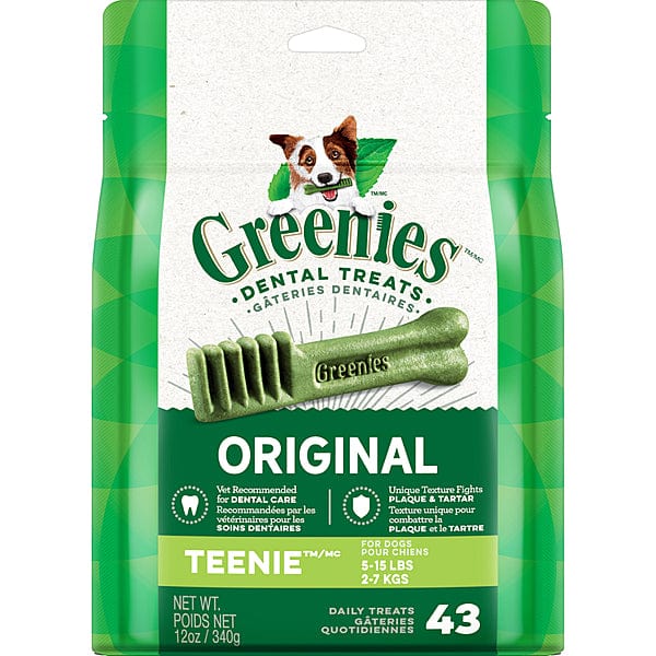 Greenies Original Teenie Dental Dog Treats for Small Breeds - Freshens Breath & Cleans Teeth - Perfect for Puppies & Small Dogs at Home or On-the-Go