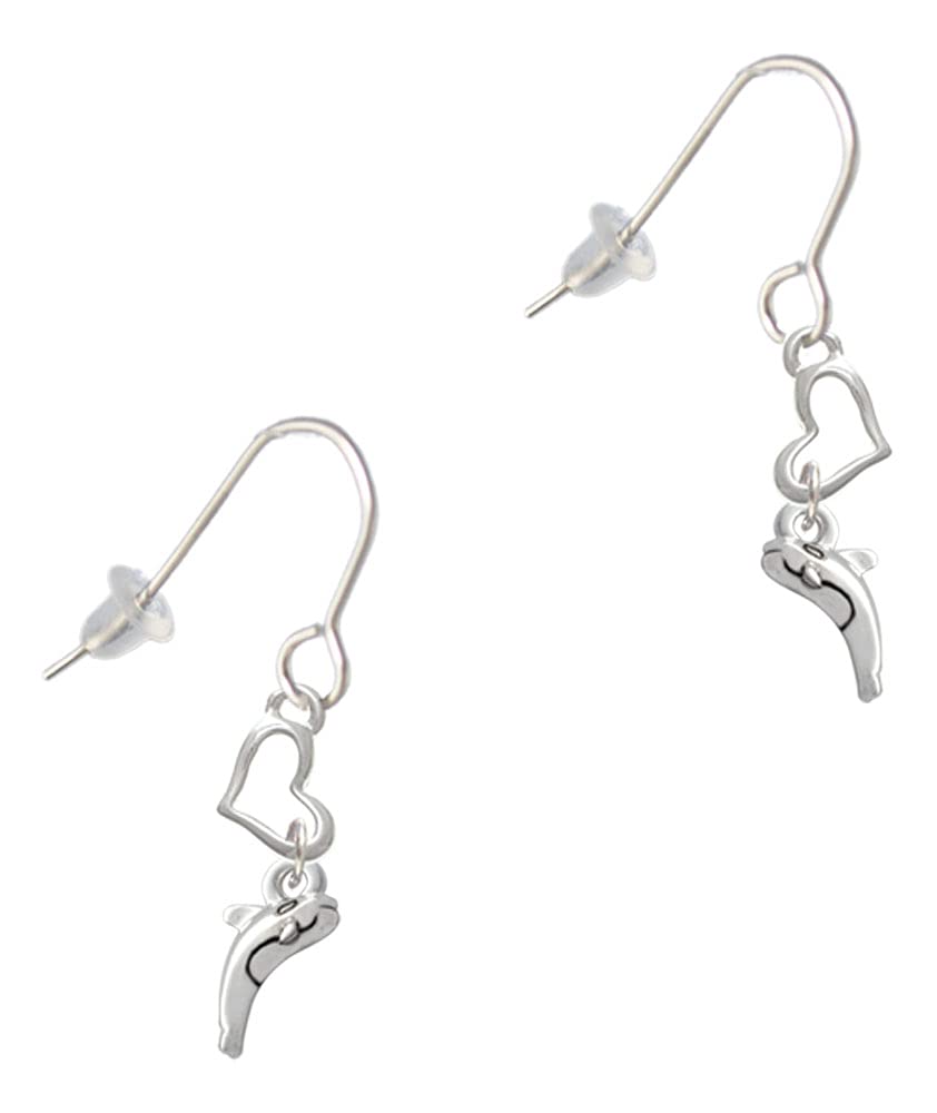 Silver Whale Heart French Earrings for Women - Elegant Gift