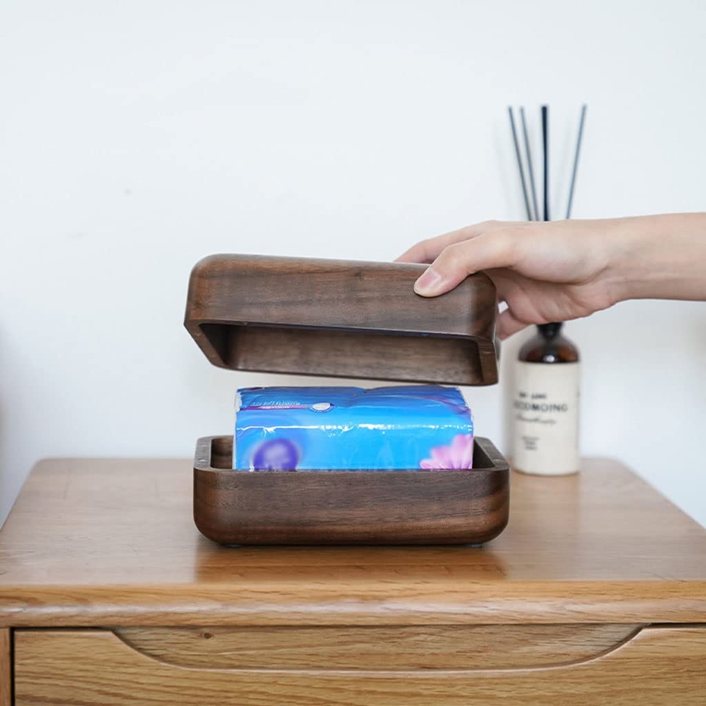 Modern Wooden Rectangular Tissue Box Cover - Elegant Bathroom Vanity & Bedroom Decor for Nightstands, Dressers, Desks & Office Spaces - Home & Office Tissue Paper Holder Organizer