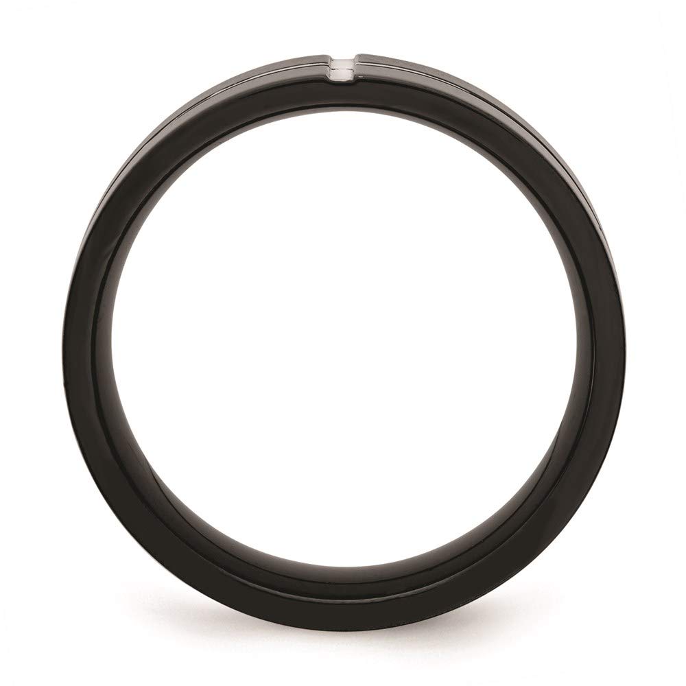 Titanium Black Ion Plated Grooved Comfort Ring for Women - Durable & Hypoallergenic Fine Jewelry - Perfect Gift for Her, Anniversary, Birthday & Special Occasions