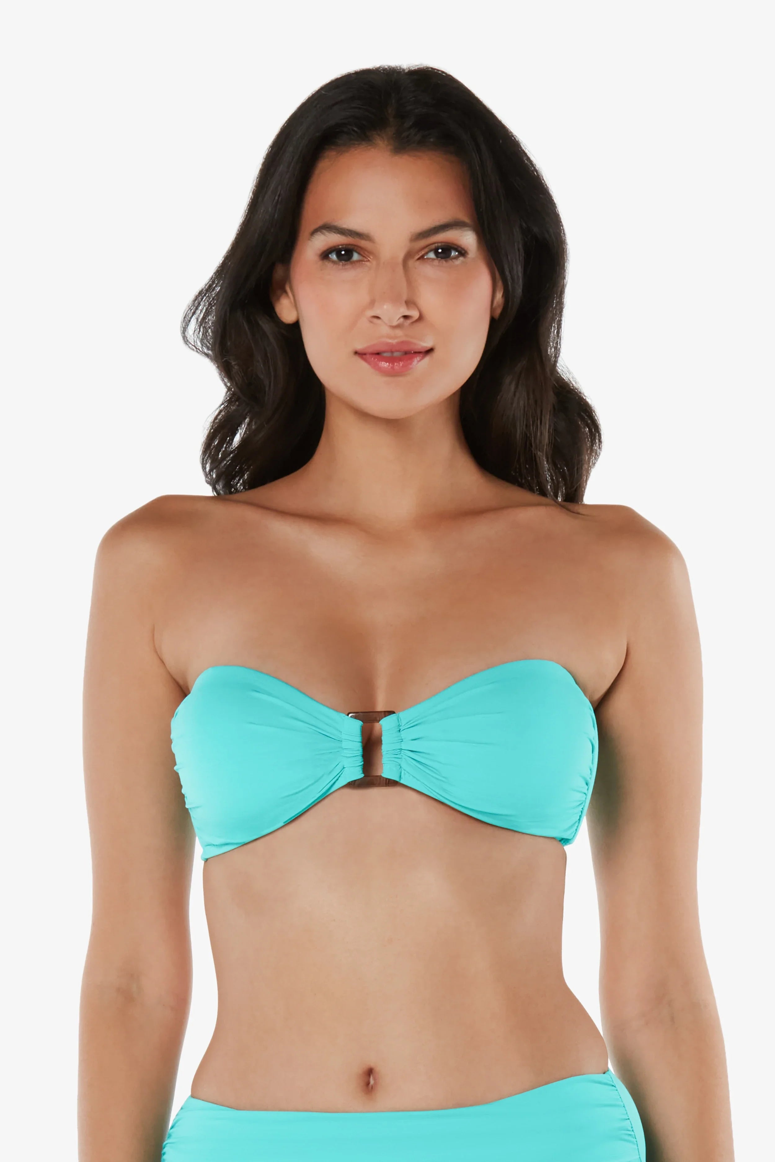 Hook Back Tortoise Bandeau Bra - Textured Seafoam Aqua Bikini Top for Women | Perfect for Beach, Pool & Summer Vacations