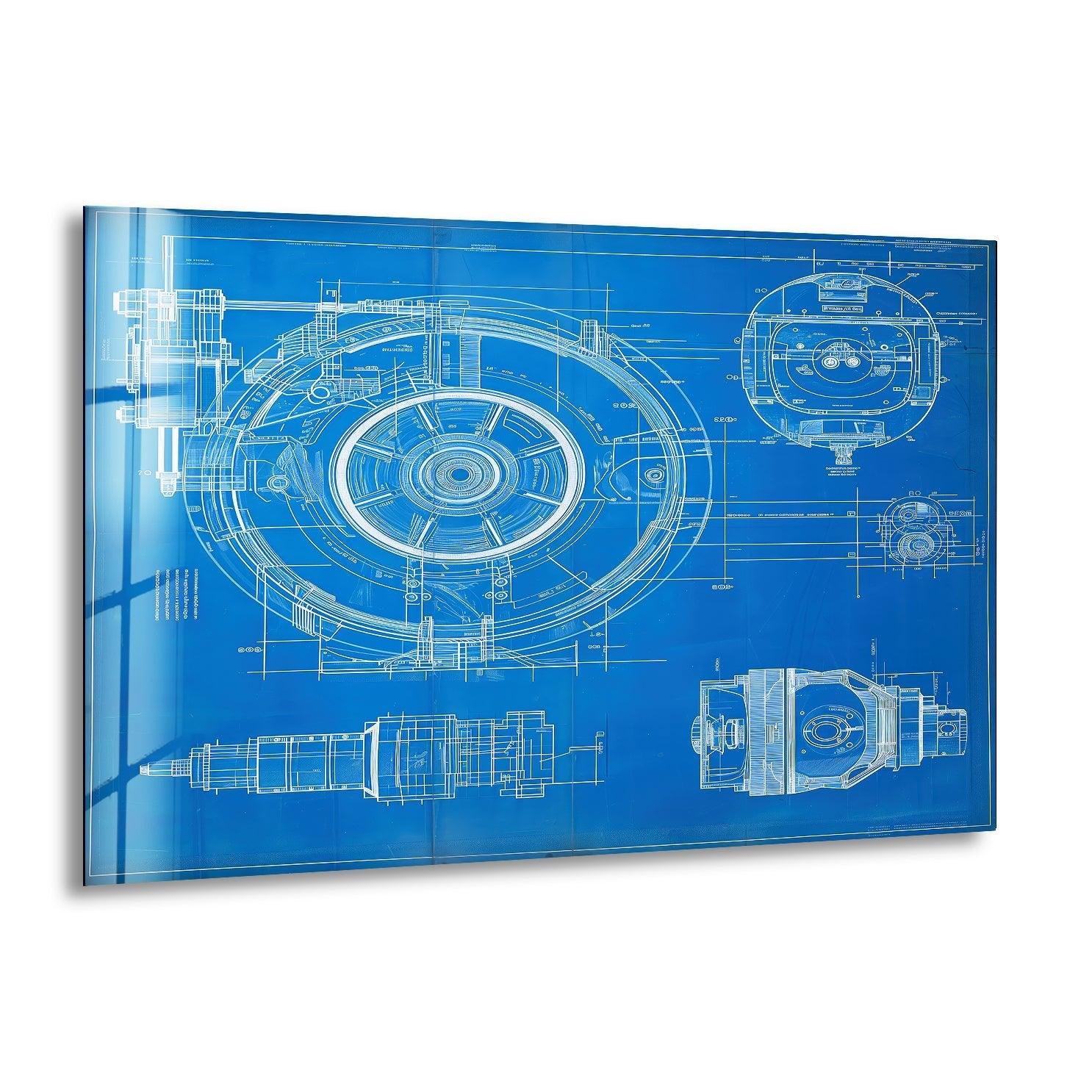 Modern Architecture Drawing Glass Wall Art - Elegant Home & Office Decor for Living Room, Bedroom, or Workspace