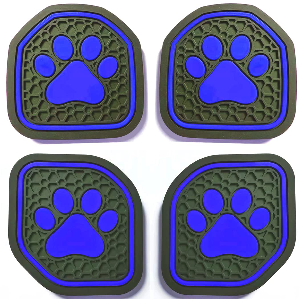 Jeep Wrangler JL JLU & Gladiator JT Cup Holder Coaster Insert (2018-2021 Models) - 4pc Non-Slip Car Cup Holder Liners with Paw Print Design - Perfect for Jeep Accessories, Interior Upgrades & Spill Protection