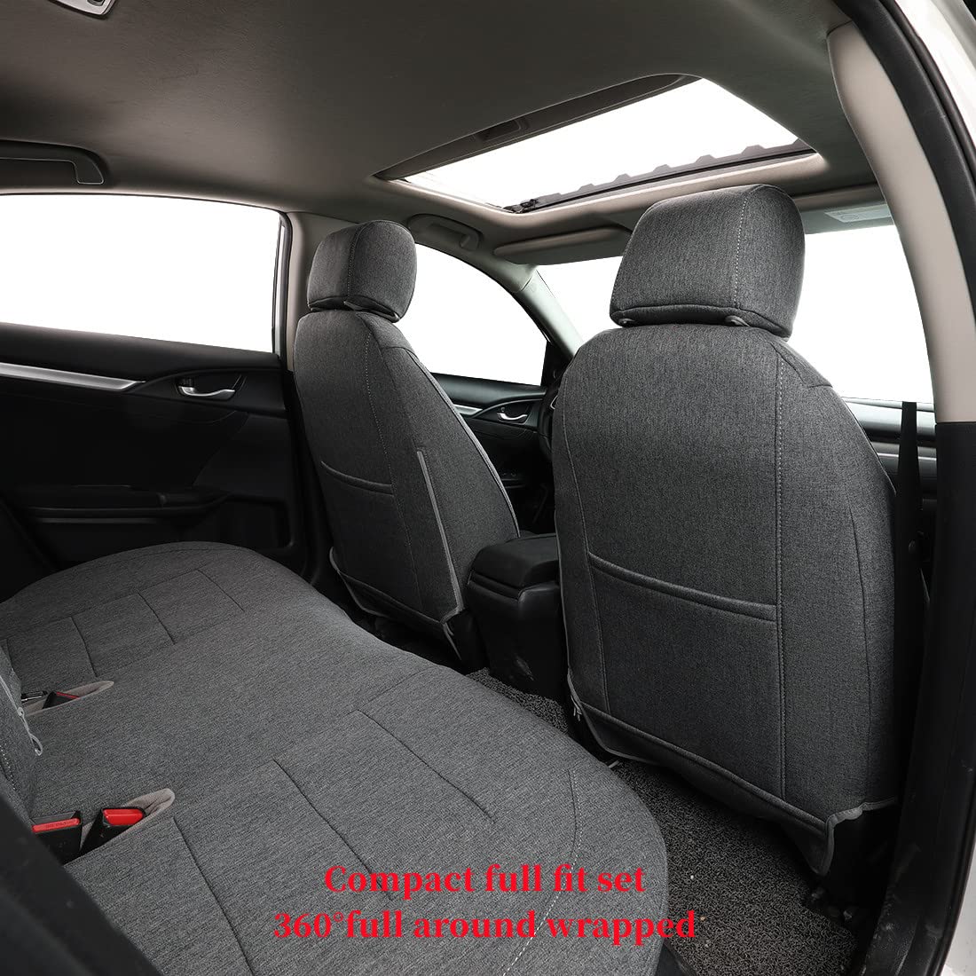 Premium Custom Fit Seat Covers for 2022-2025 Honda Civic Sedan (LX/Sport) - Full Coverage Polyester Car Seat Protectors (Gray, Complete Set) | Durable Protection & Enhanced Comfort for Daily Commutes & Road Trips