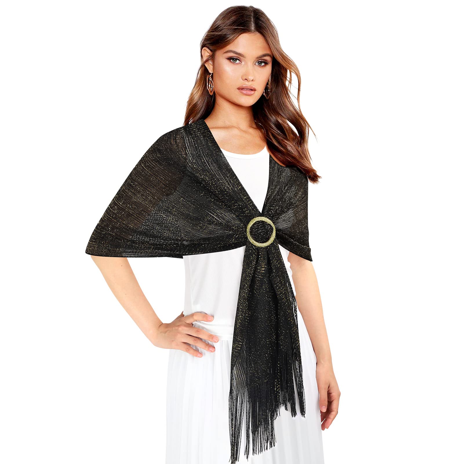 Elegant Embroidered Shawls and Wraps for Women - Soft Cashmere Pashmina Wrap with Tassels - Perfect for Evening Dresses, Weddings, Parties & Special Occasions