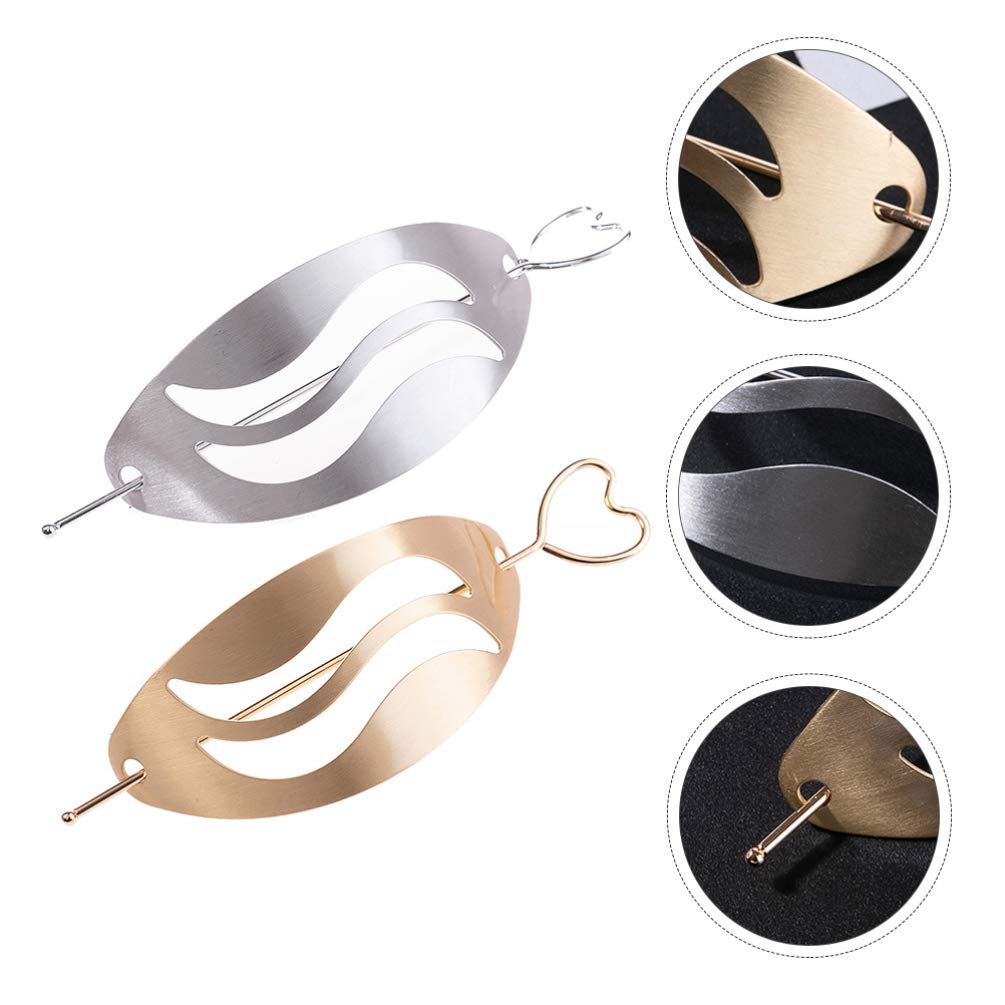 Vintage Metal Hair Barrettes for Women - 2pcs Hair Clips & Pins, Perfect for Updos & Knots