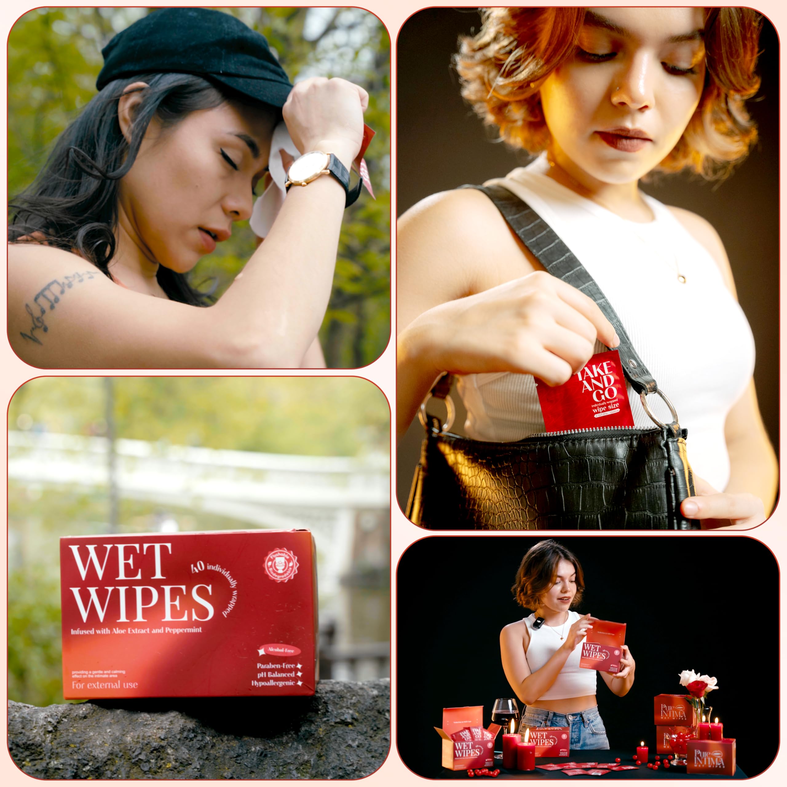 **40 Pack Individually Wrapped Feminine Wipes - Flushable & Travel-Sized for Women | Gentle & Hygienic Feminine Care Wet Wipes | Perfect for Travel, Gym, or On-the-Go Purse Essentials**