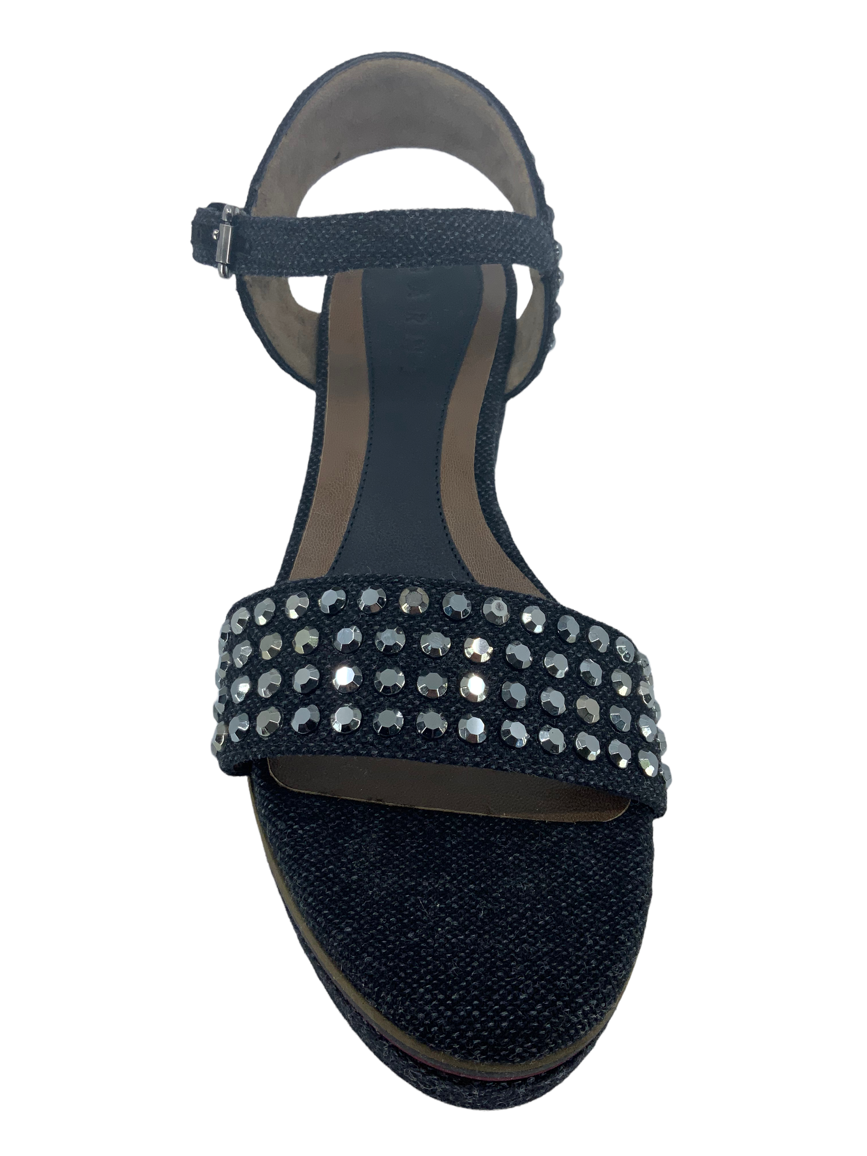 MARNI Studded Denim Ankle Strap Wedge Sandals Women Size 9 | Fashion Designer Shoes for Summer Outfits, Parties & Weddings