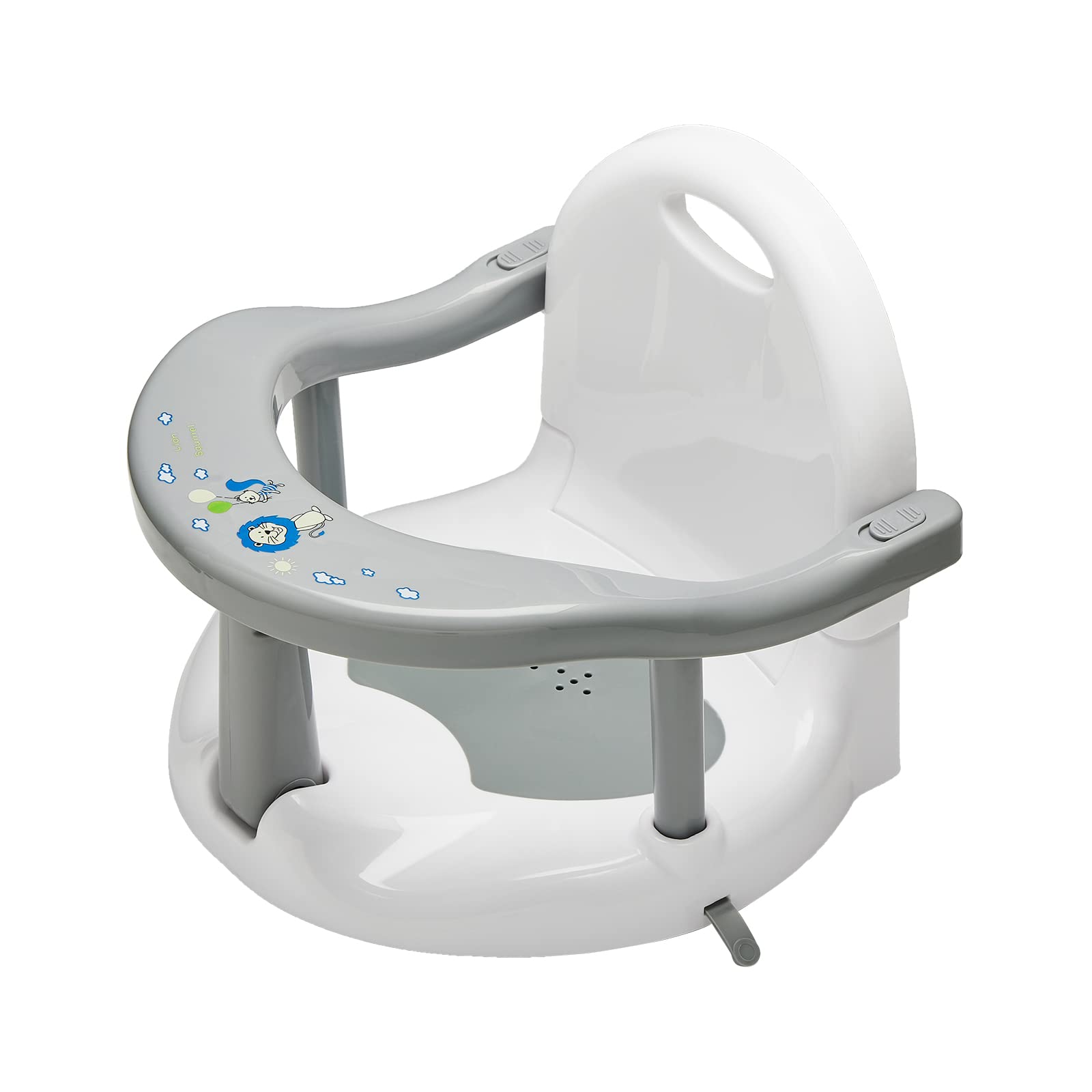 Foldable Non-Slip Baby Bath Seat with Suction Cups - Safe Bathtub Chair for Infants 6-18 Months (Grey) | Cute Design for Sitting Up | Perfect for Newborns & Toddlers in Bath Time Safety
