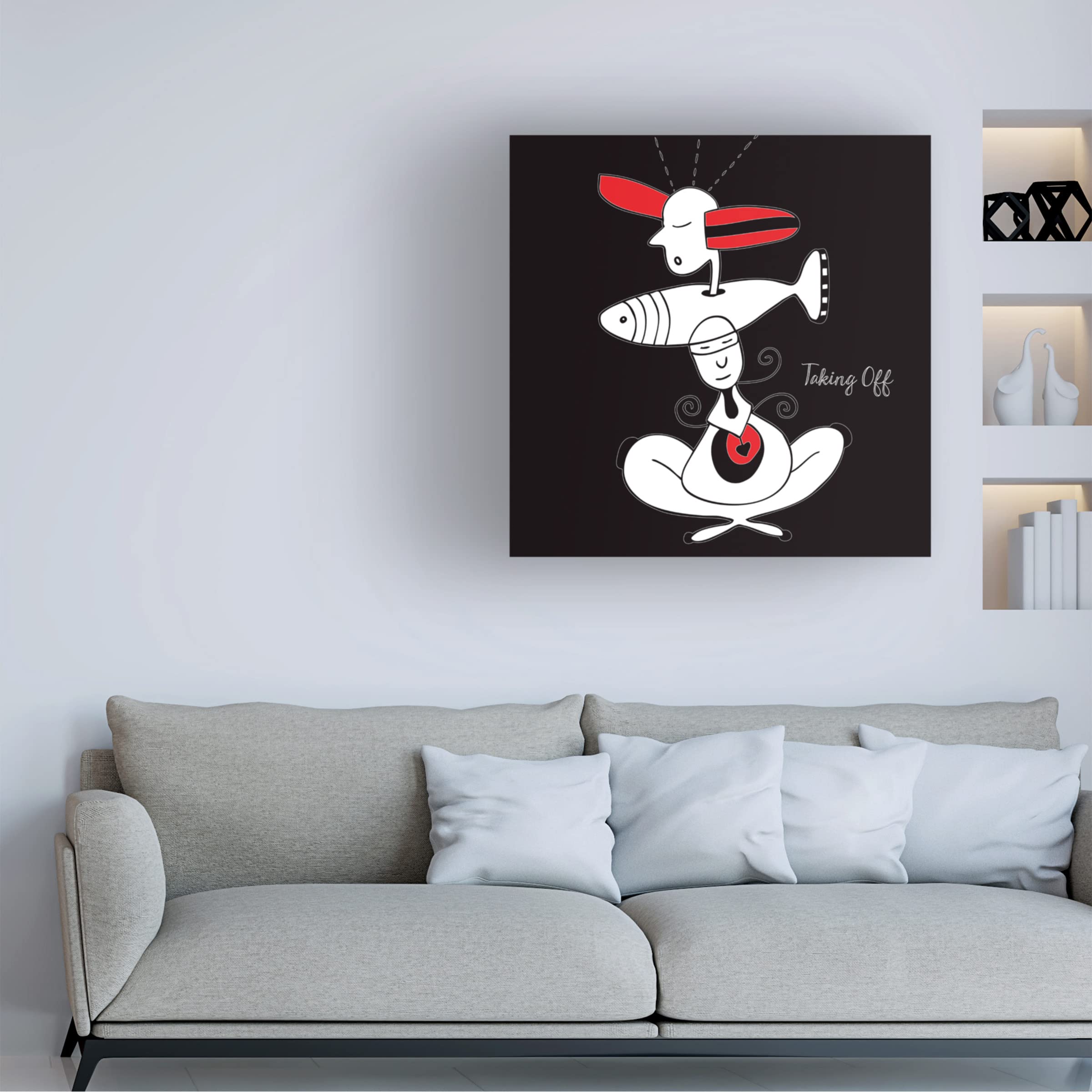 Trademark Fine Art 'Taking Off' Canvas Wall Art by Oodlies - Modern Abstract Painting for Living Room, Bedroom & Office Decor