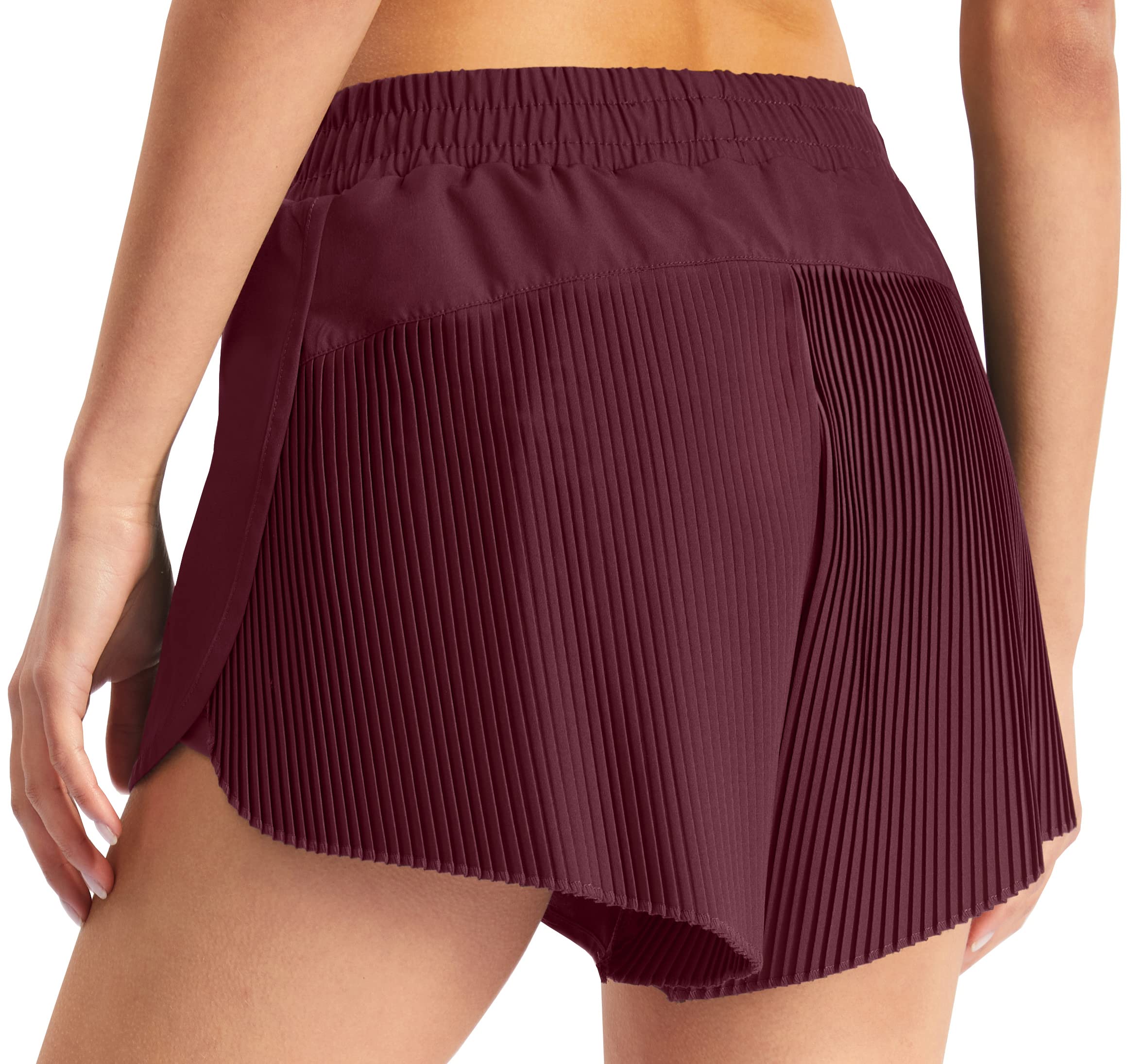 PERSIT Women's 2-in-1 Quick Dry Running Shorts with Drawstring & Pockets - High Waisted Athletic Shorts for Workout, Yoga & Summer Outdoor Activities