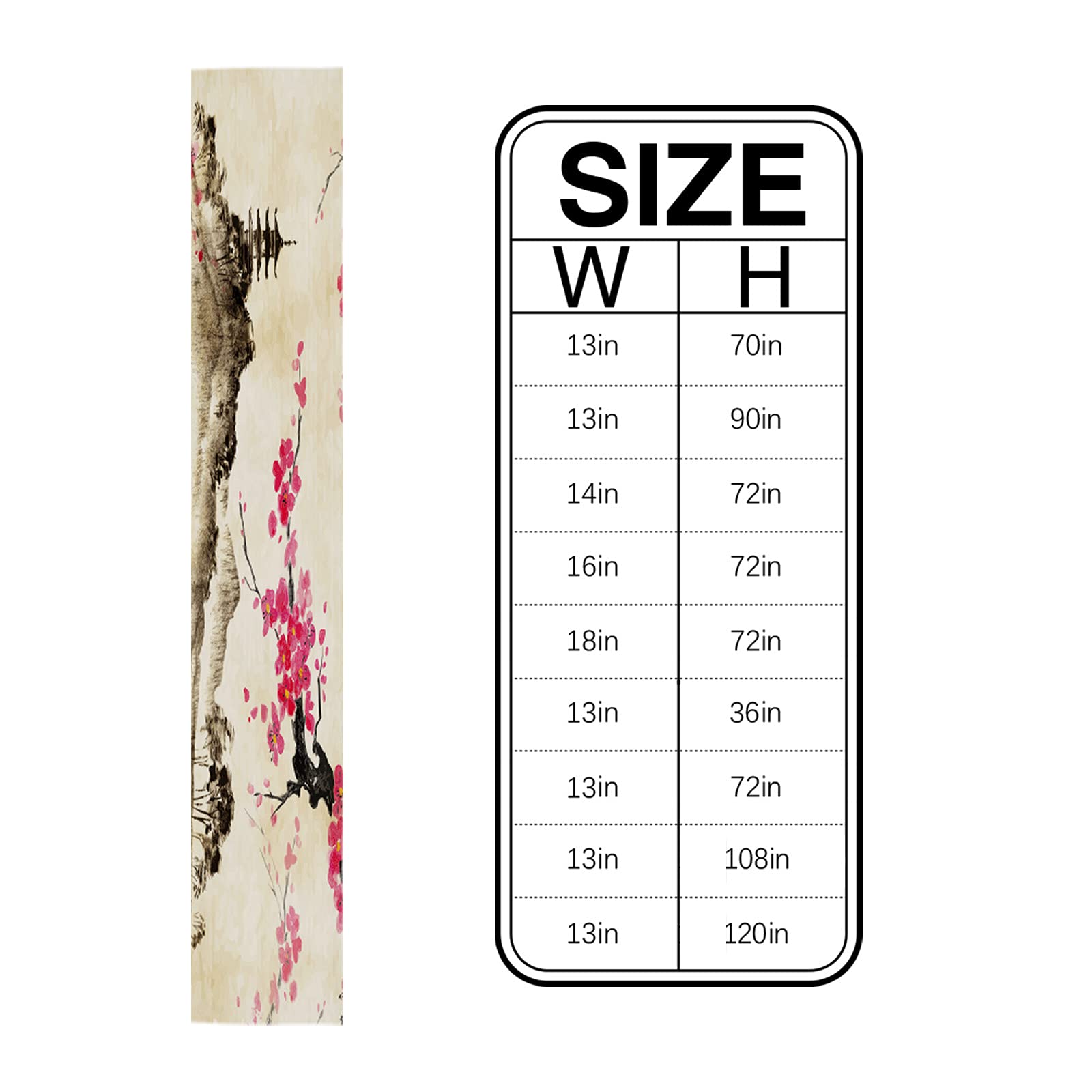 Black and Red Cherry Blossom Cotton Linen Table Runner - 13x120 Inch Rectangular Dining Table Scarf for Farmhouse Kitchen, Wedding, Party & Holiday Decor - Perfect for Dinner Tables, Buffets, and Dresser Decoration
