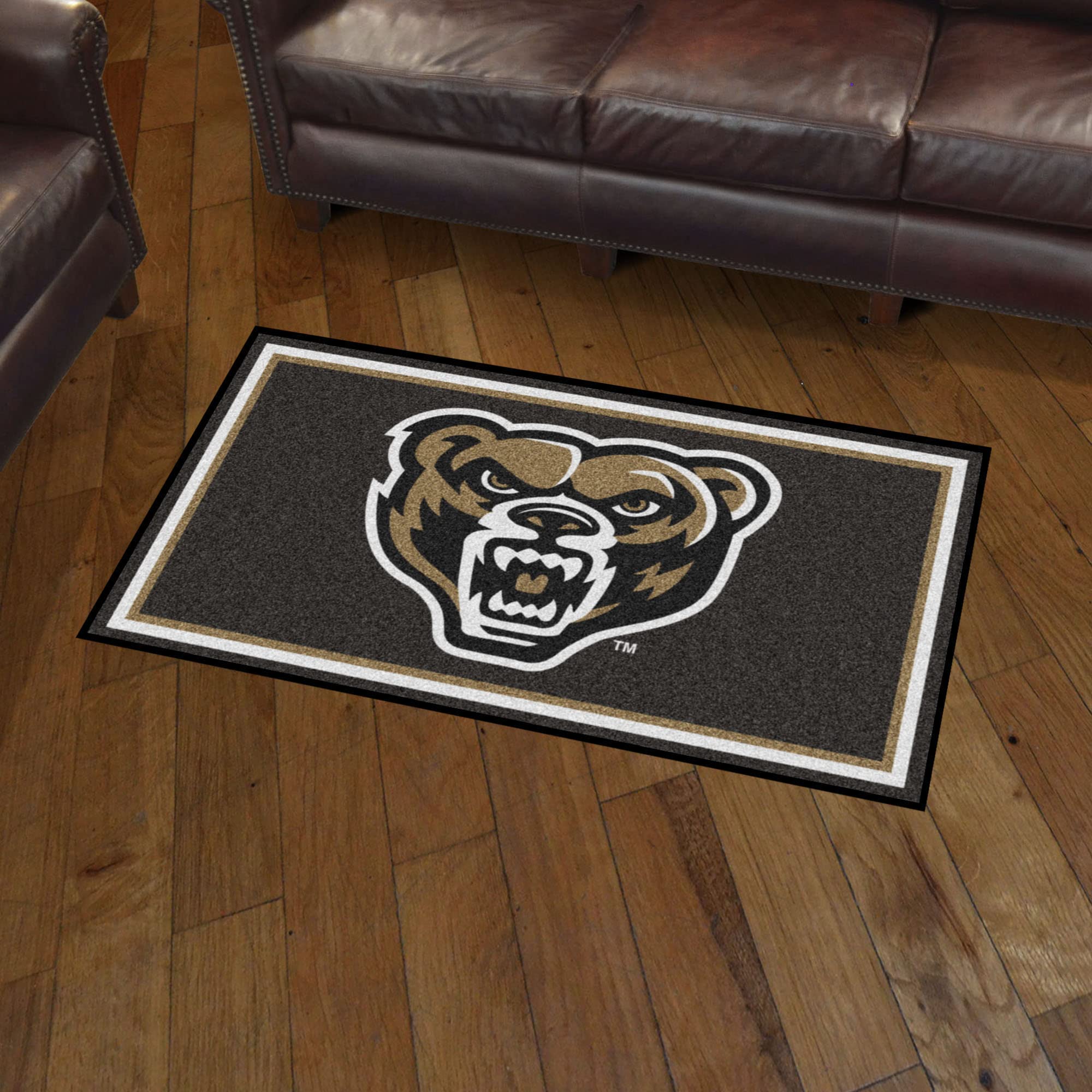 FANMATS 26964 NCAA Oakland Golden Grizzlies 3ft x 5ft Plush Area Rug - Soft Sports Fan Rug for Game Room, Dorm Decor & Tailgating | College Team Pride Carpet for Home & Outdoor Use