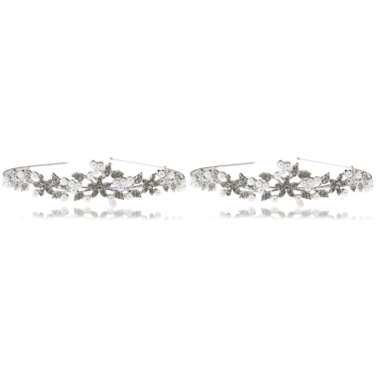 Minkissy 2PCS Wedding Hair Accessories - Rhinestone Bridal Tiara & Pearl Headband for Bride, Women's Wedding Birthday Party - Perfect for Bridal Shower, Bachelorette, Prom & Formal Events