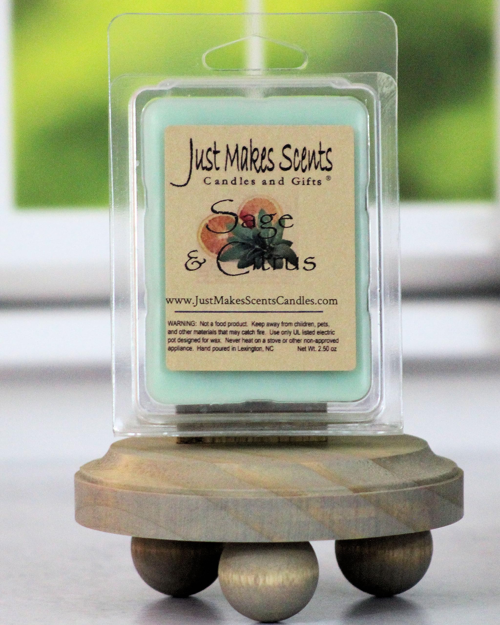 4 Pack Sage & Citrus Scented Soy Wax Melts - Long Lasting Fragrance Cubes, Hand Poured in USA | Just Makes Scents Candles & Gifts | Perfect for Home, Office & Aromatherapy Relaxation