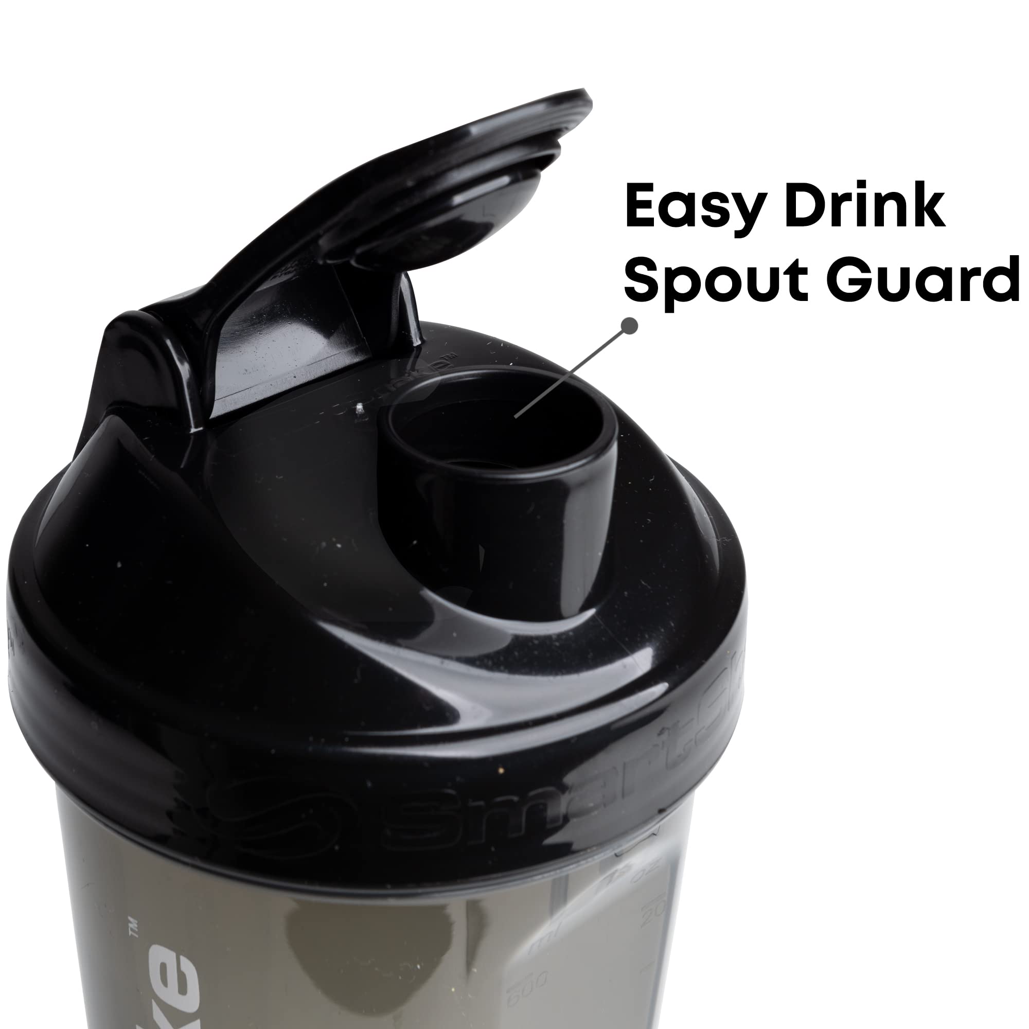 SmartShake Glossy Lite 800ml (27 oz) Leakproof Protein Shaker Bottle - BPA Free Gym Shaker for Protein Powder & Workout Drinks - Ideal for Bodybuilding, Fitness & Post-Workout Recovery - Black