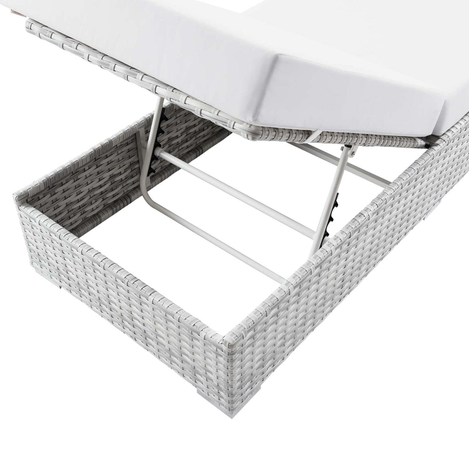Modway Convene Outdoor Patio Chaise Lounge Chair - Light Gray White - 82.5