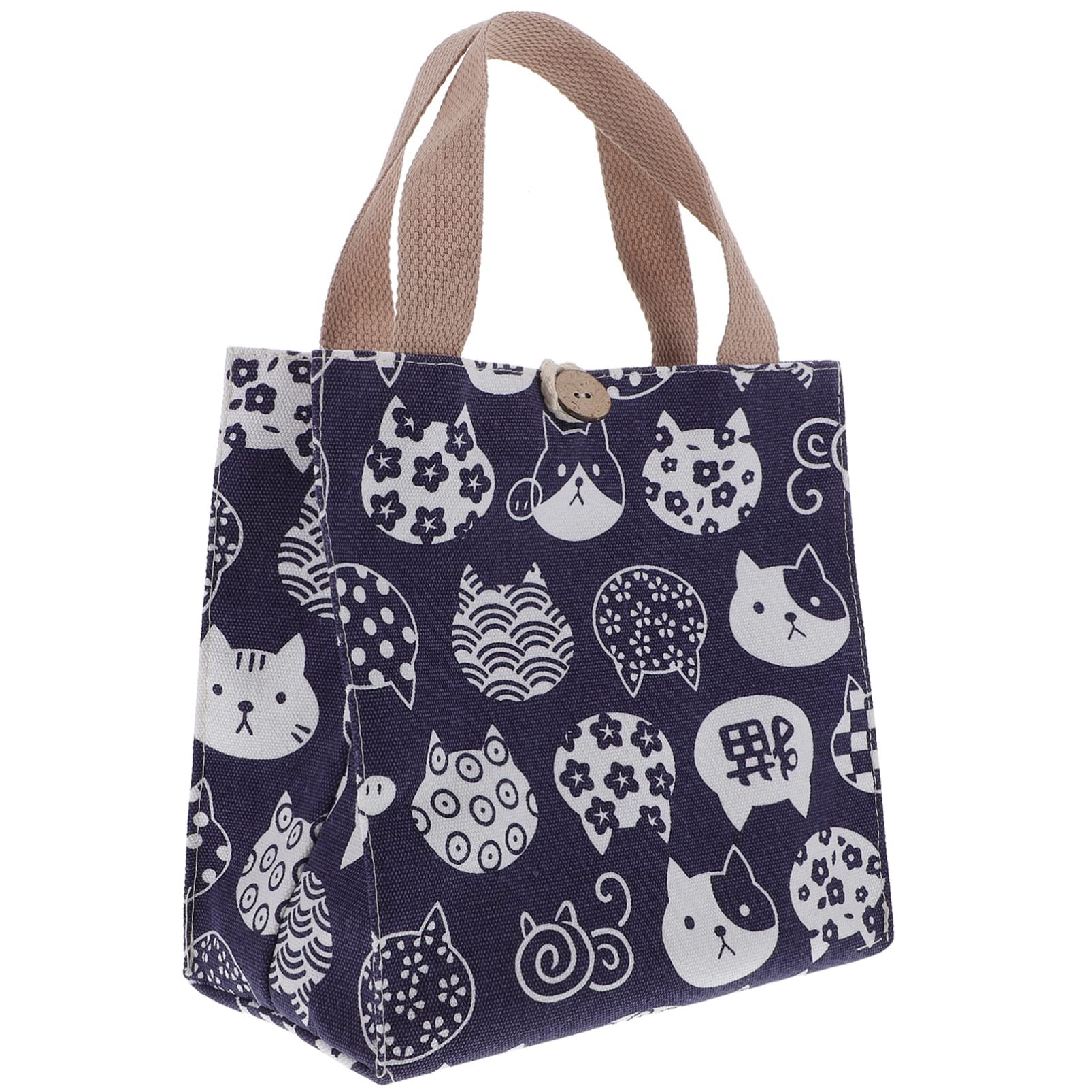 Jojofuny Japanese Cat Insulated Lunch Bag Set - 5pcs Cute Thermal Lunch Box for Girls & Women, Perfect for School, Work & Picnics in Spring